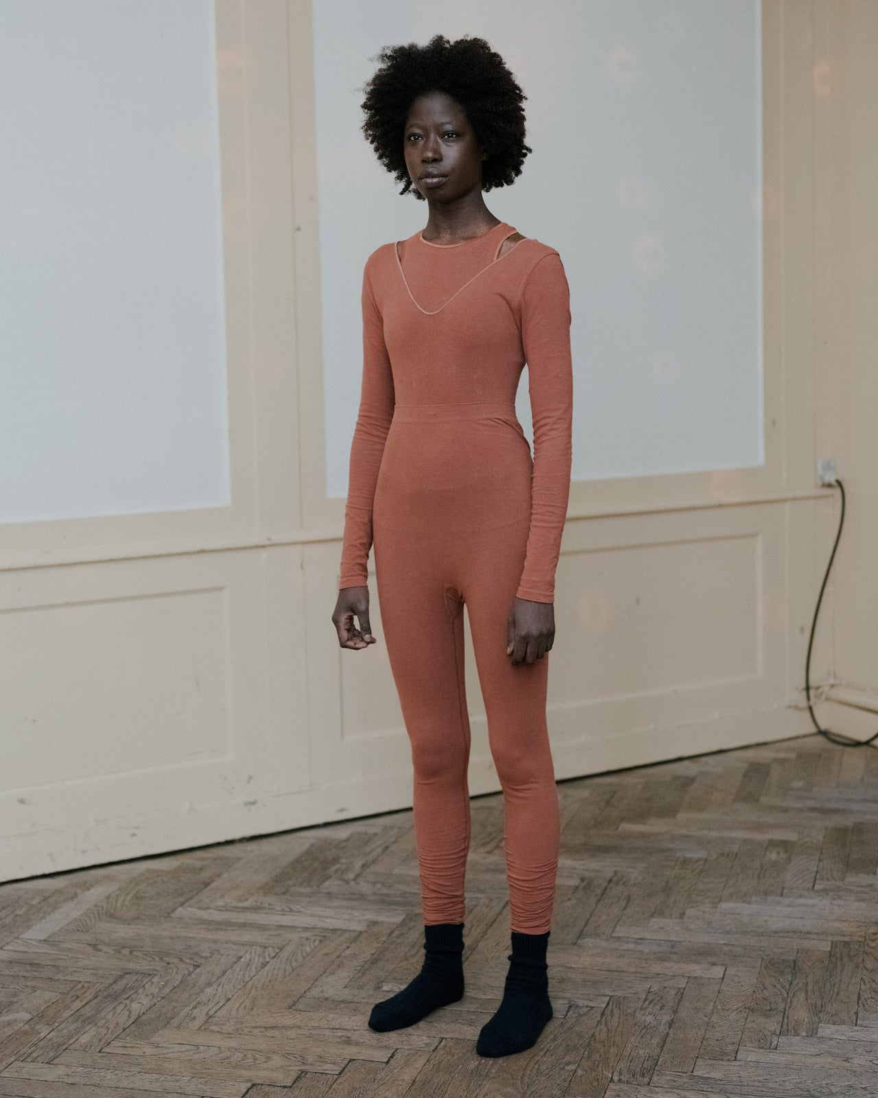 Oleta Longsleeve Jumpsuit - Fine Cotton Seamless - Rust