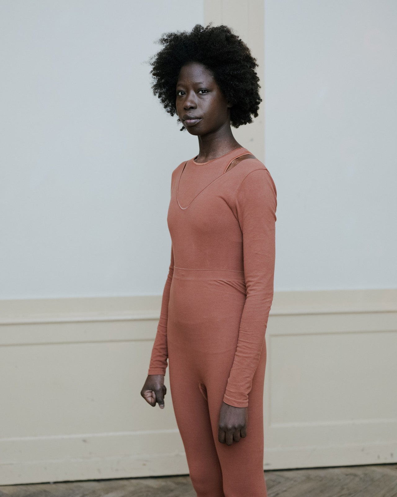 Oleta Longsleeve Jumpsuit - Fine Cotton Seamless - Rust