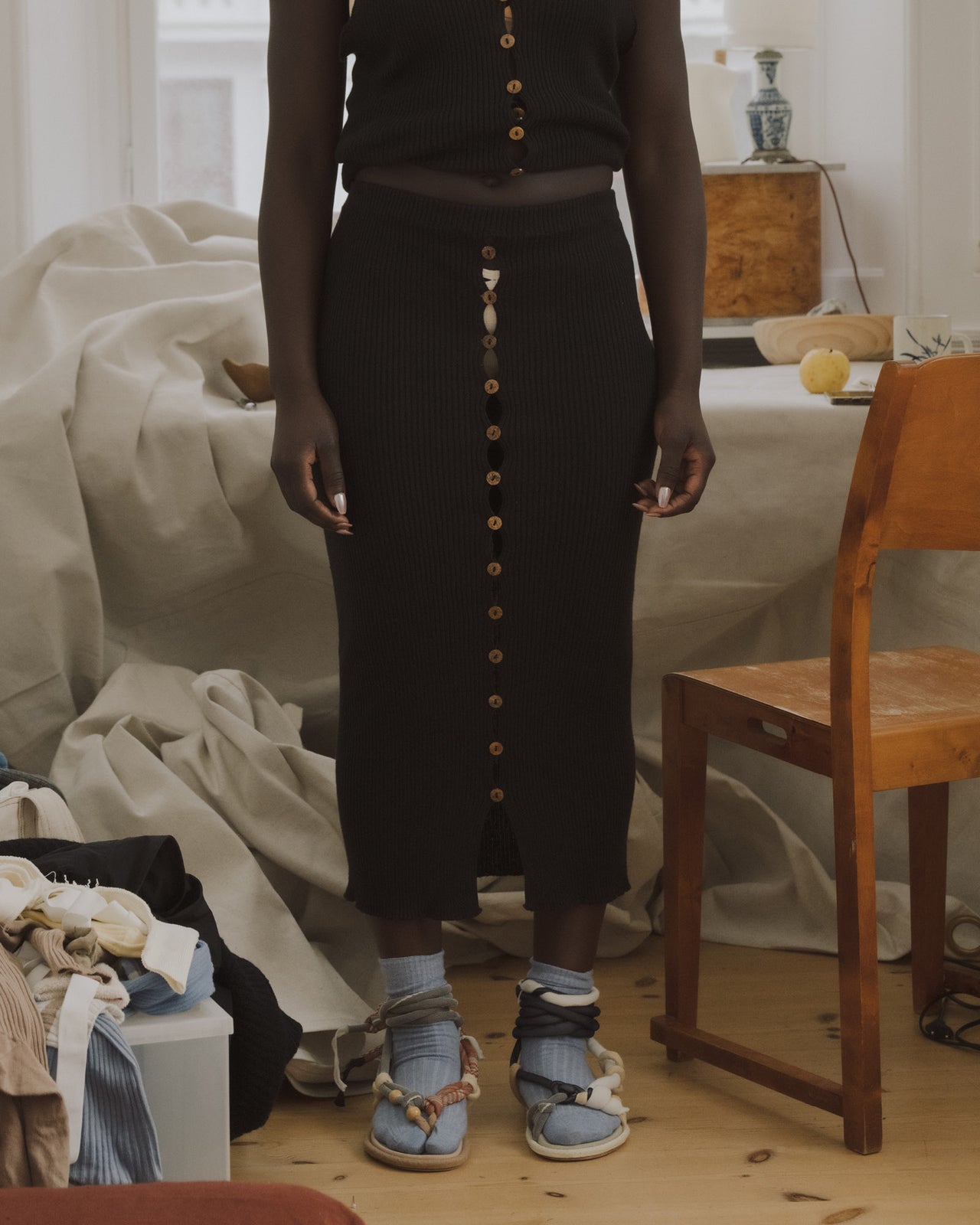 Oder Skirt - Linen Cotton Rib - Black