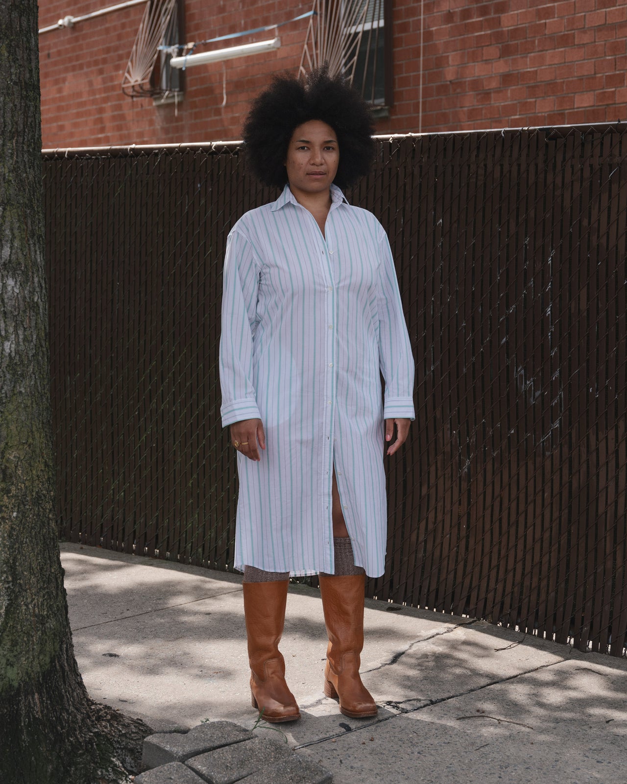 Ole Shirt Dress - Organic Cotton Poplin - Stripe