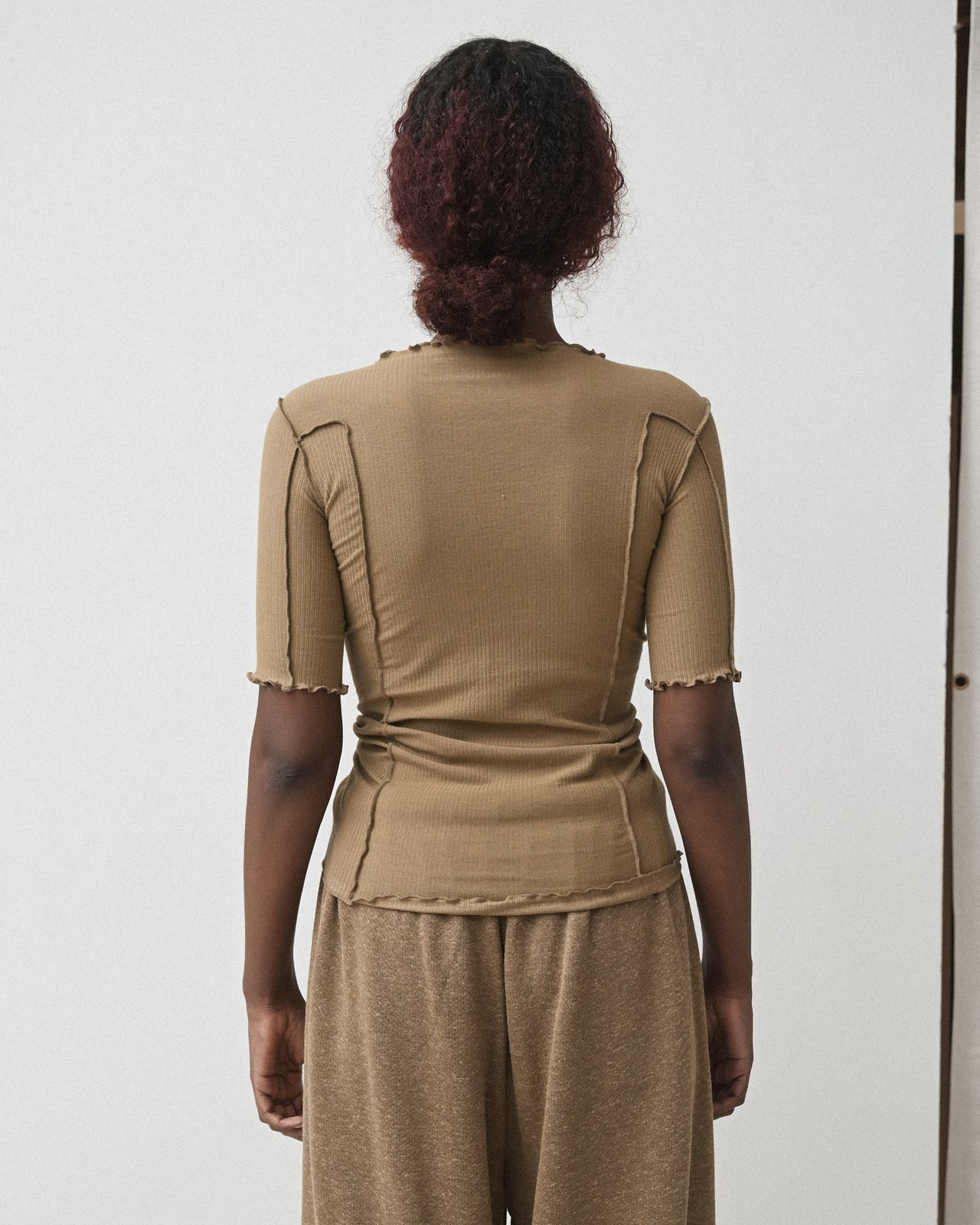 Omato 3/4 Tee Shirt - Organic Cotton Rib - Jade Brown