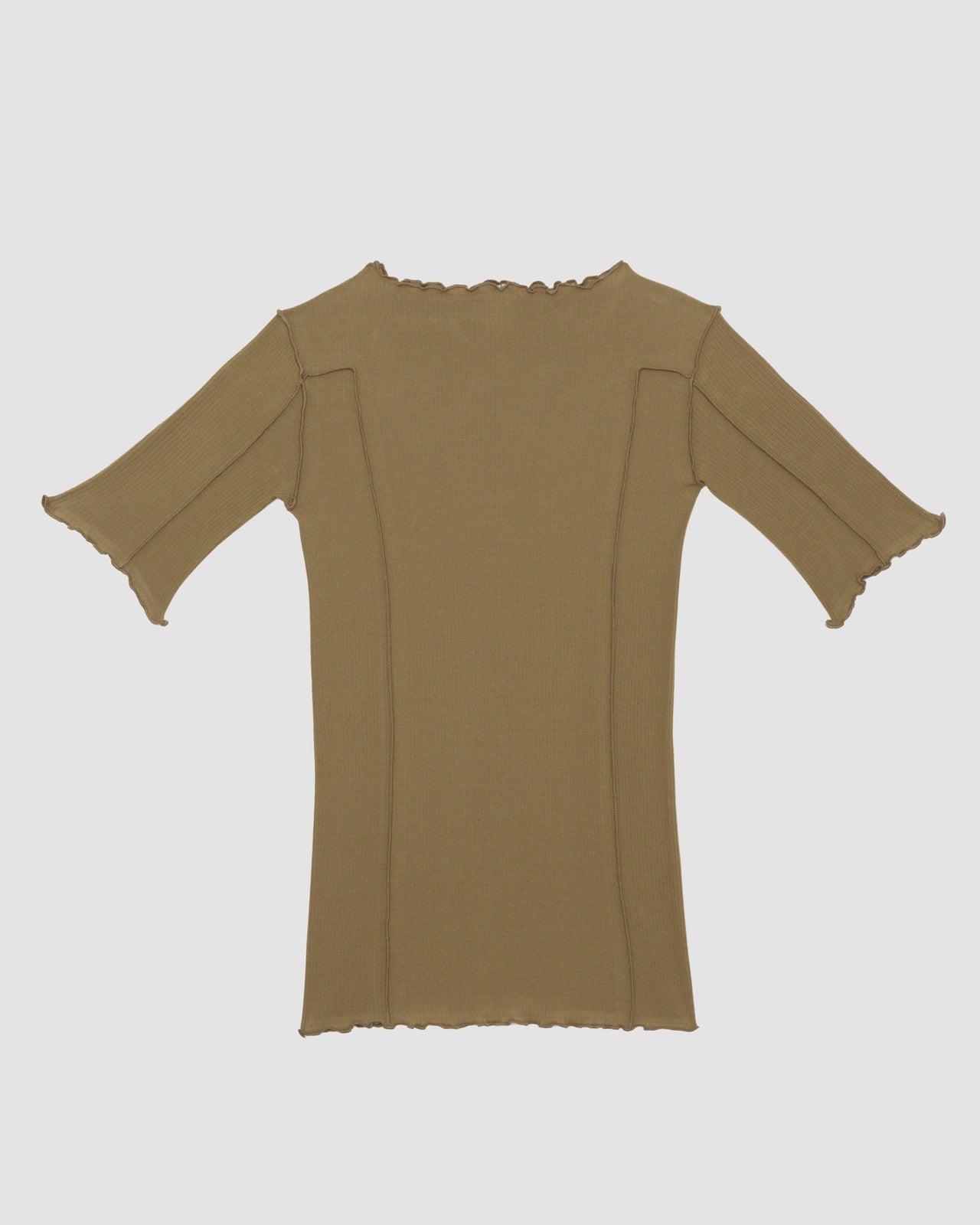 Omato 3/4 Tee Shirt - Organic Cotton Rib - Jade Brown