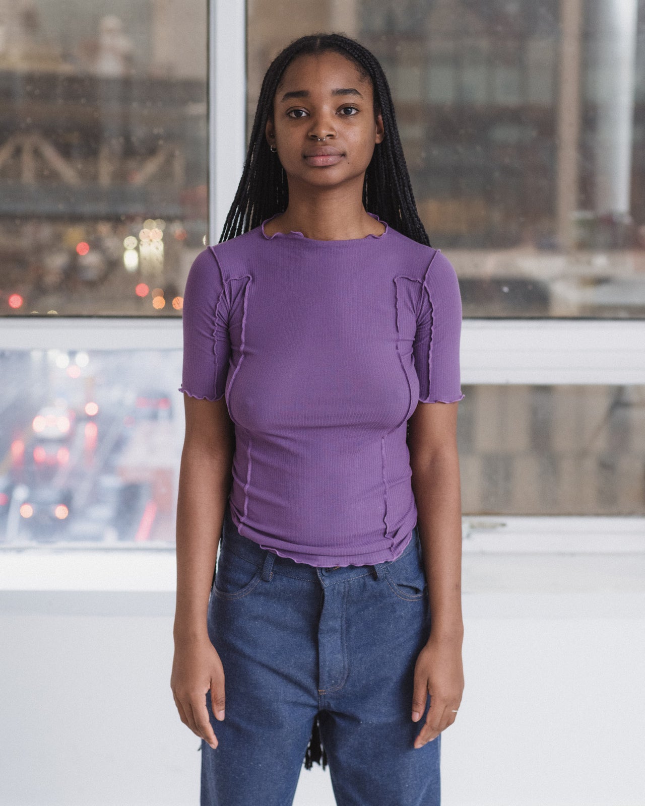 Omato 3/4 Tee Shirt - Organic Cotton Rib - Venet Purple