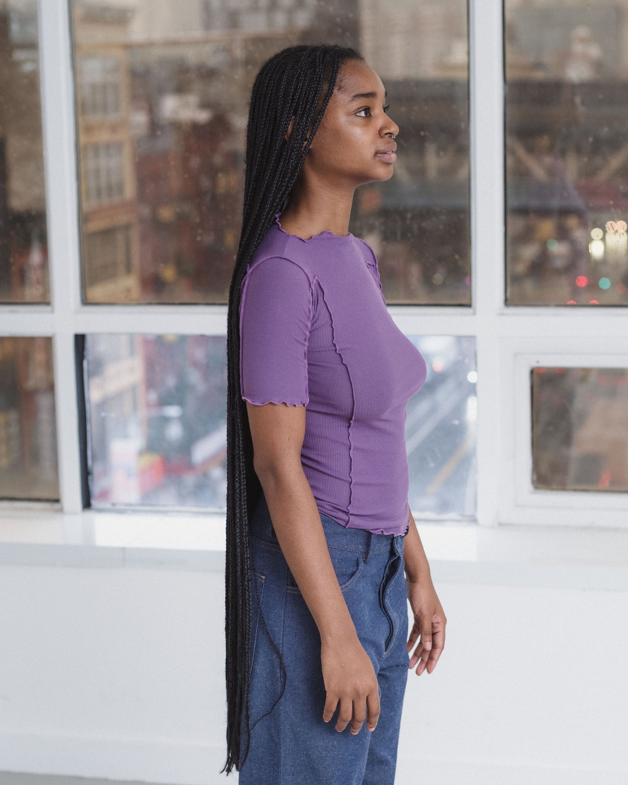 Omato 3/4 Tee Shirt - Organic Cotton Rib - Venet Purple