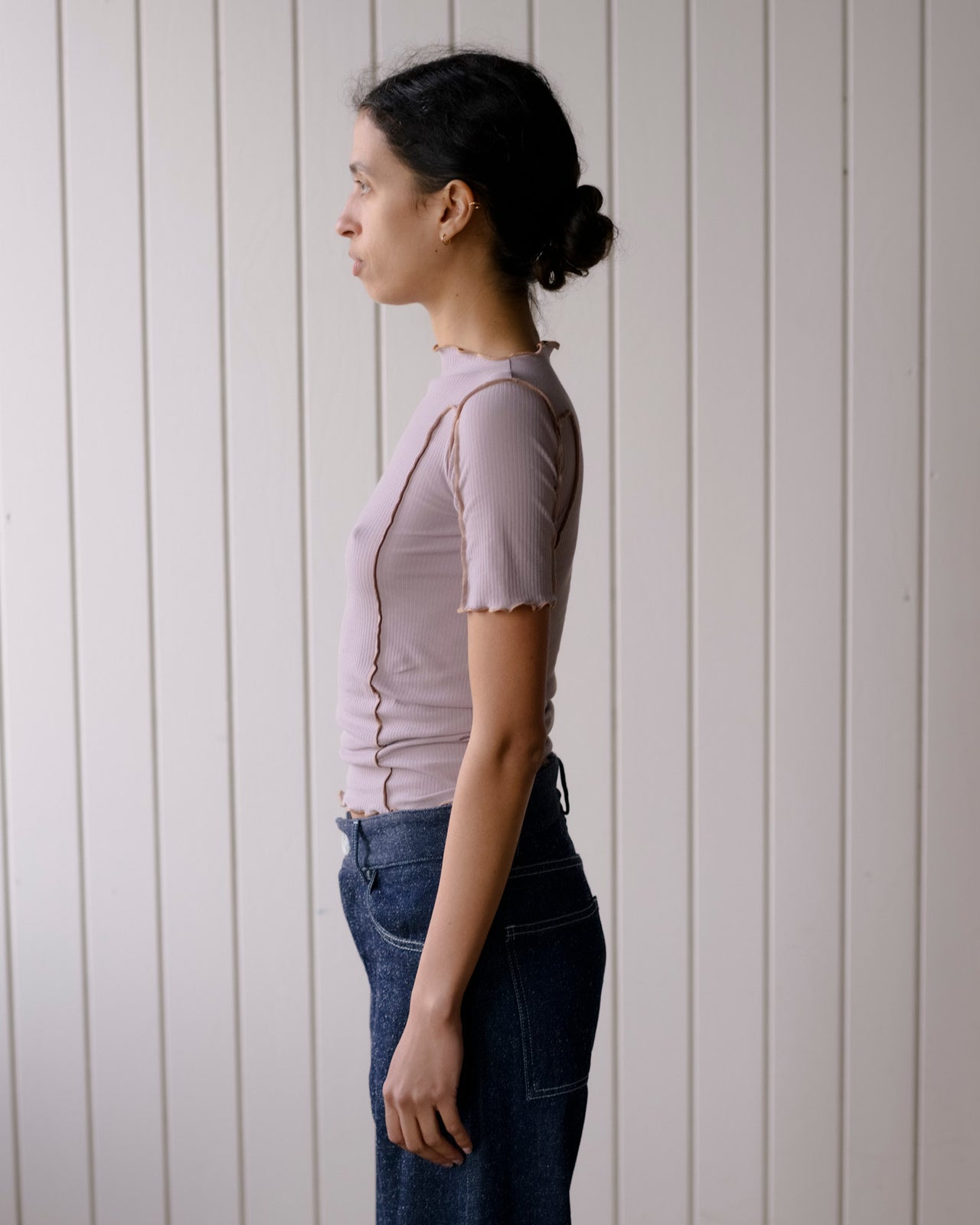 Omato 3/4 Tee Shirt - Organic Cotton Rib - Verbe Purple (Aural)