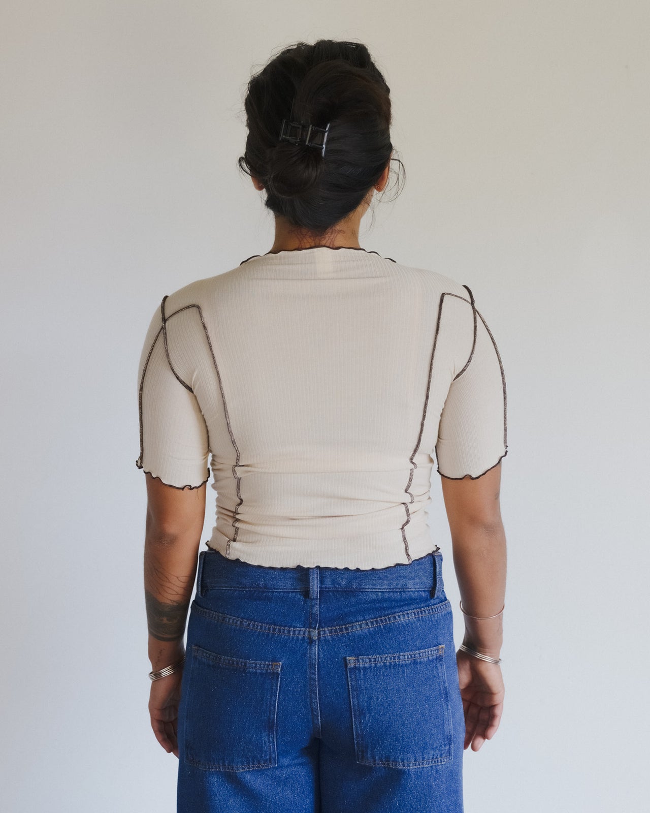 Omato 3/4 Tee Shirt - Organic Cotton Rib - Dylan Beige