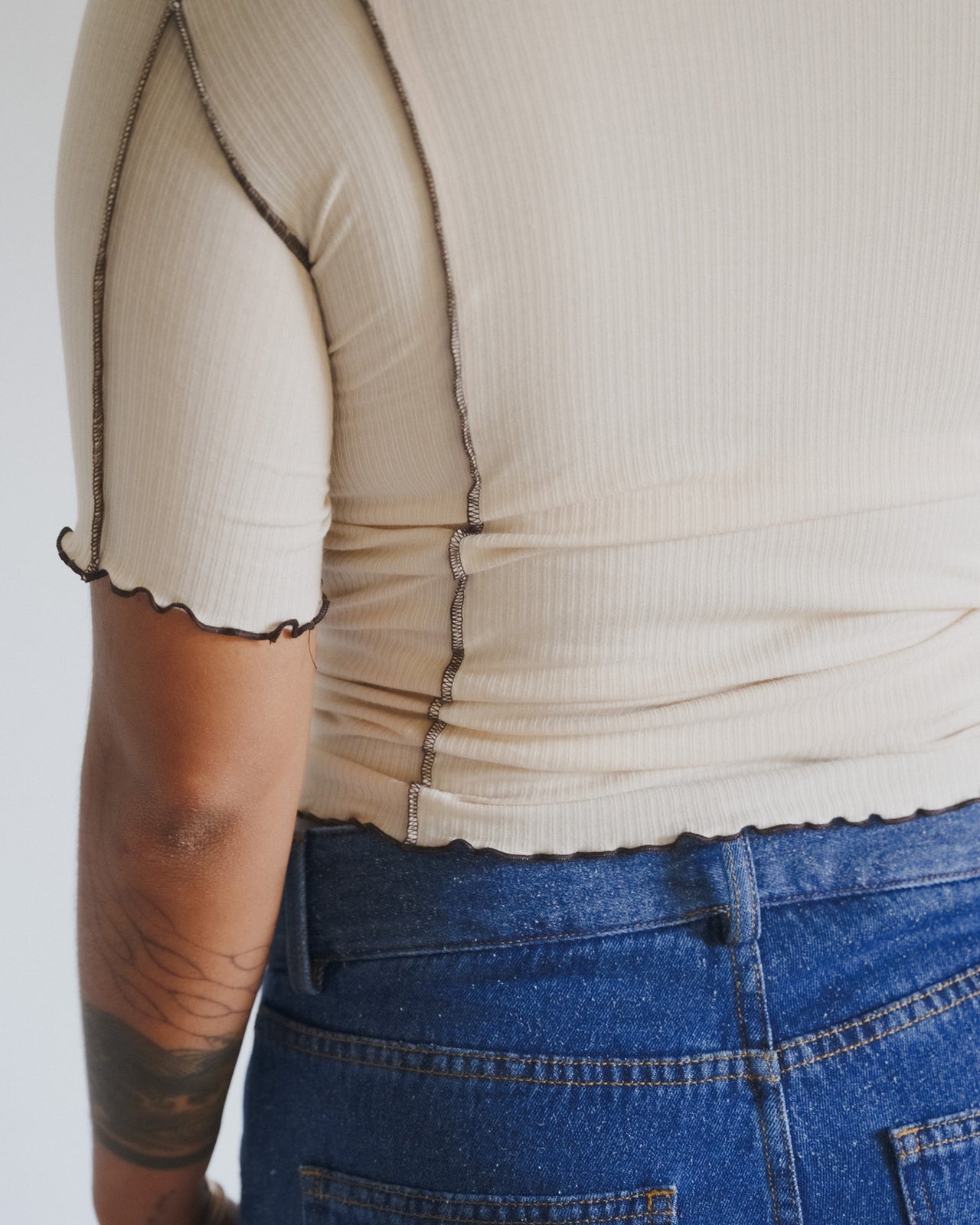 Omato 3/4 Tee Shirt - Organic Cotton Rib - Dylan Beige
