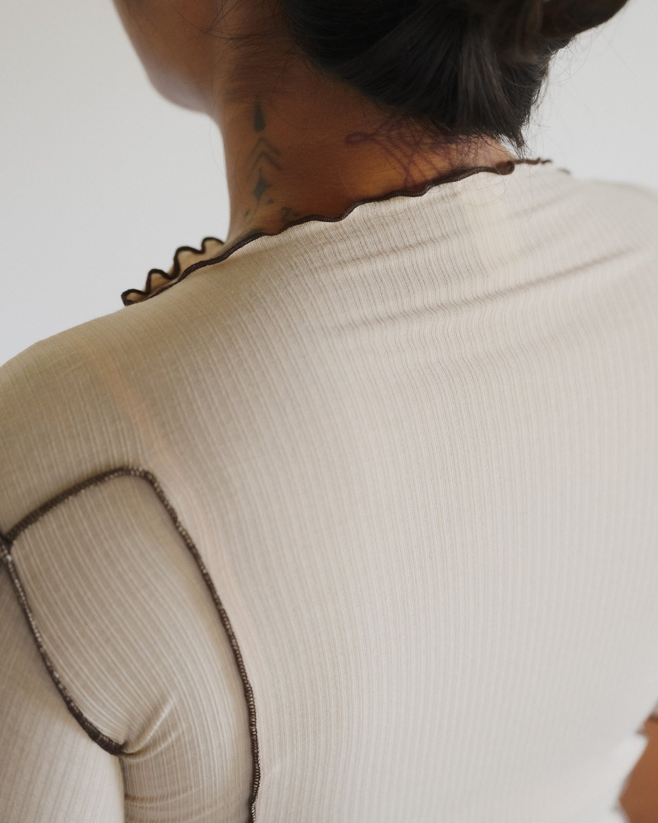 Omato 3/4 Tee Shirt - Organic Cotton Rib - Dylan Beige