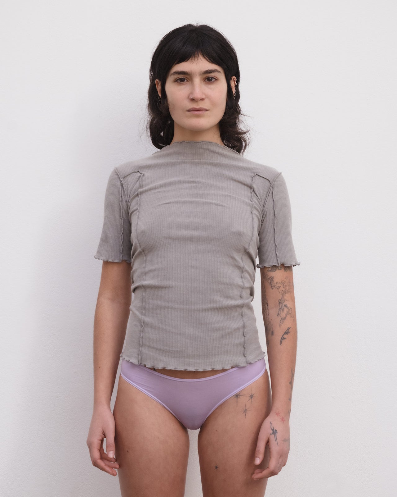 Omato 3/4 Tee Shirt - Organic Cotton Rib - Elie Grey