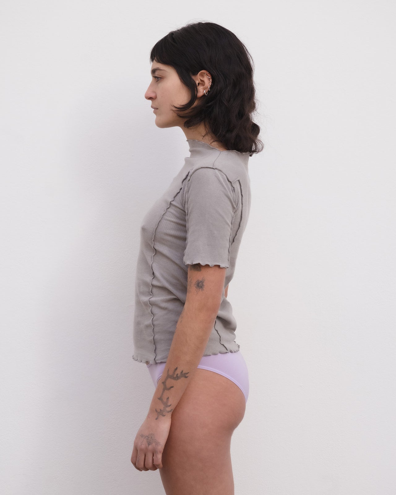Omato 3/4 Tee Shirt - Organic Cotton Rib - Elie Grey