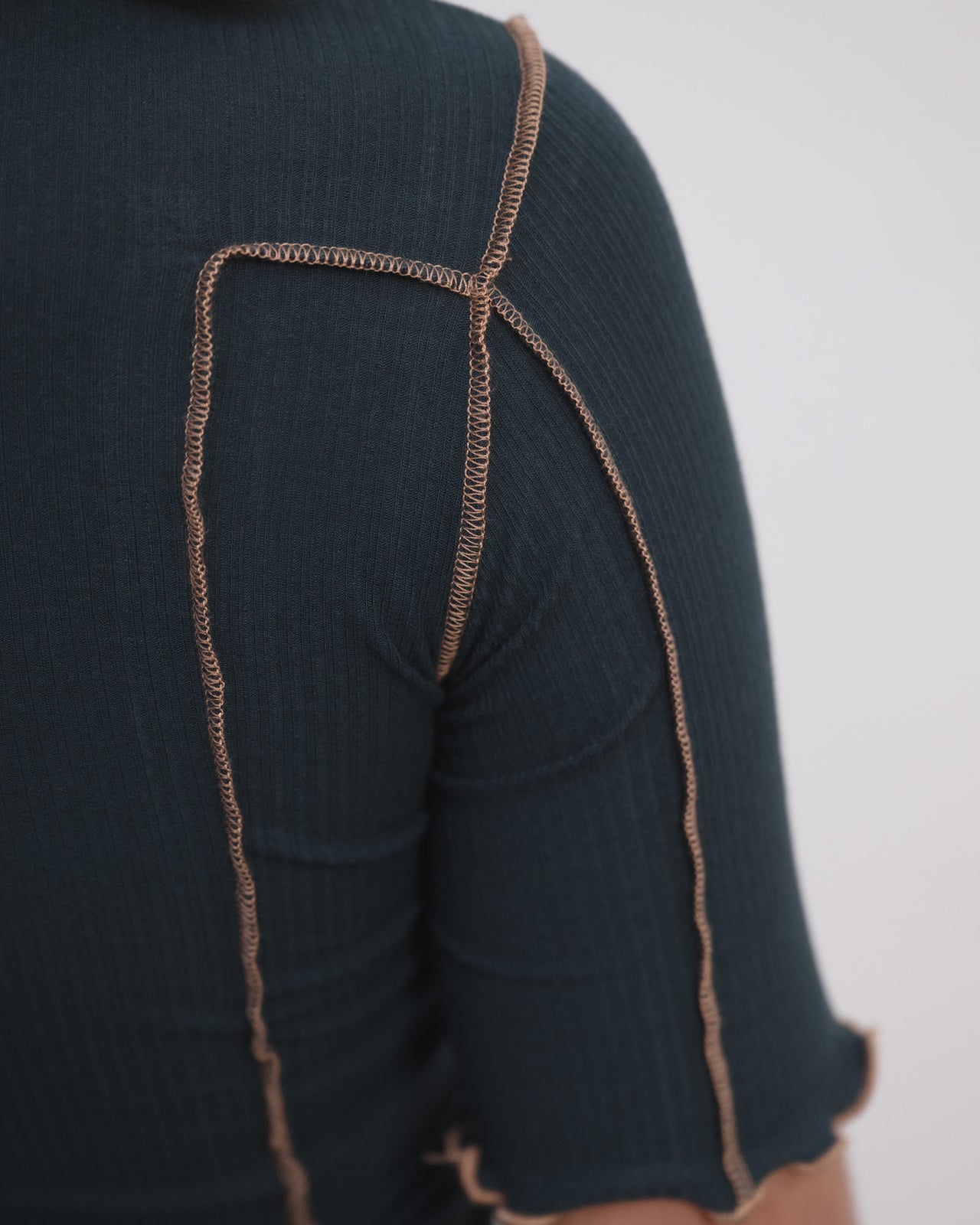 Omato 3/4 Tee Shirt - Organic Cotton Rib - Hirsu Green