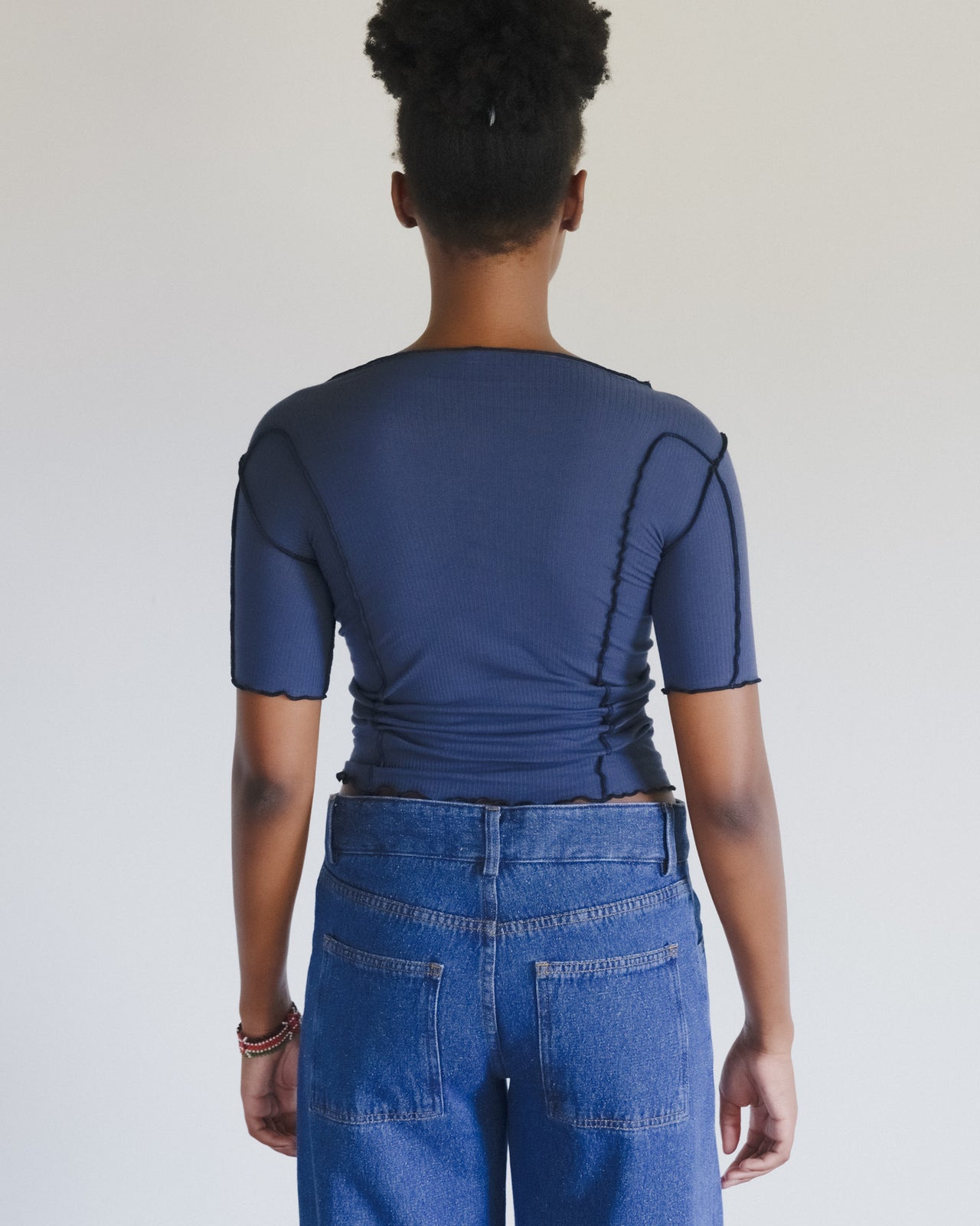 Omato 3/4 Tee Shirt - Organic Cotton Rib - Preston Blue