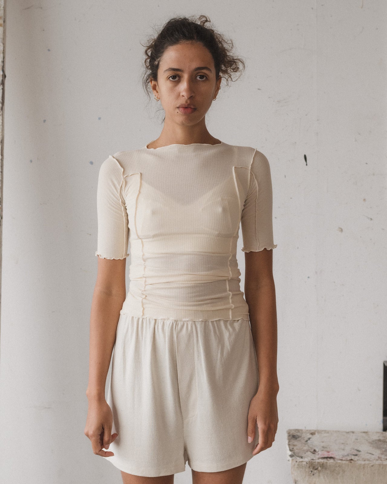 Omato 3/4 Tee Shirt - Organic Cotton Rib - Off White