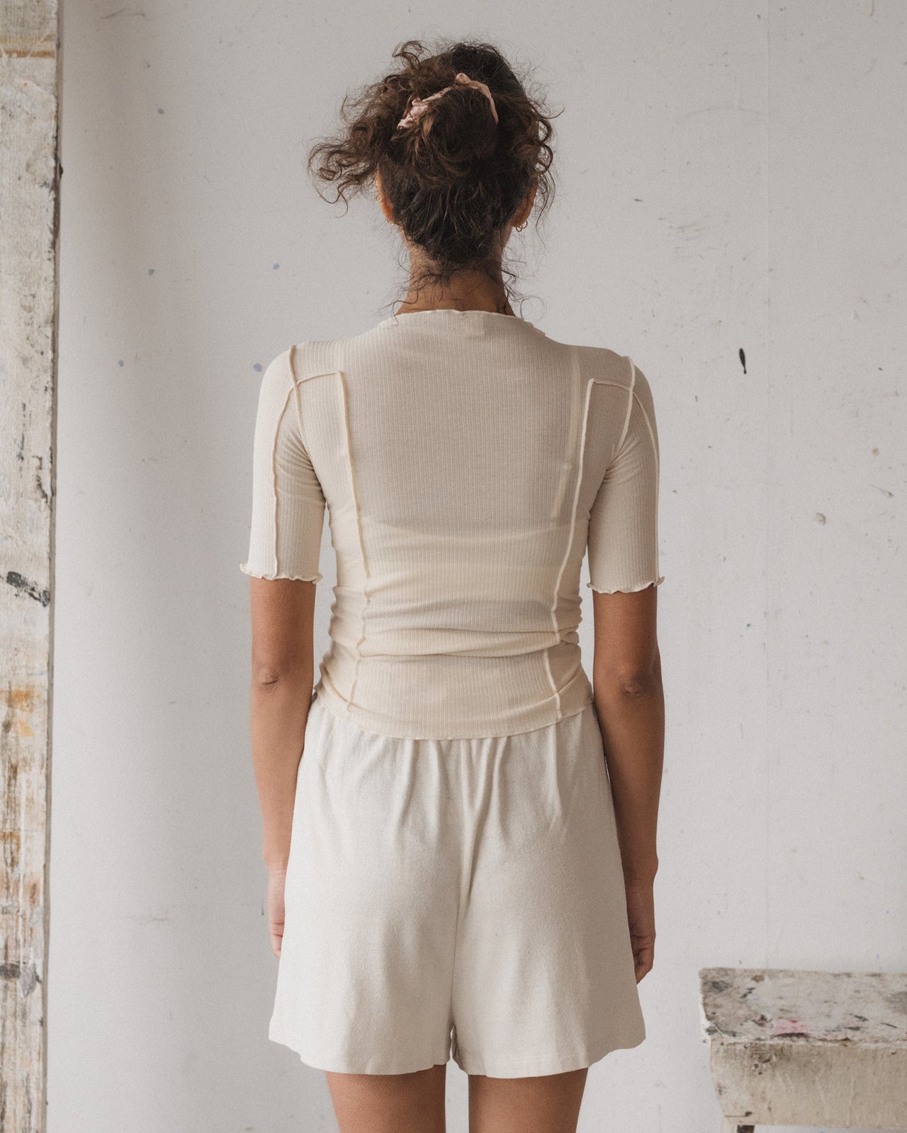 Omato 3/4 Tee Shirt - Organic Cotton Rib - Off White