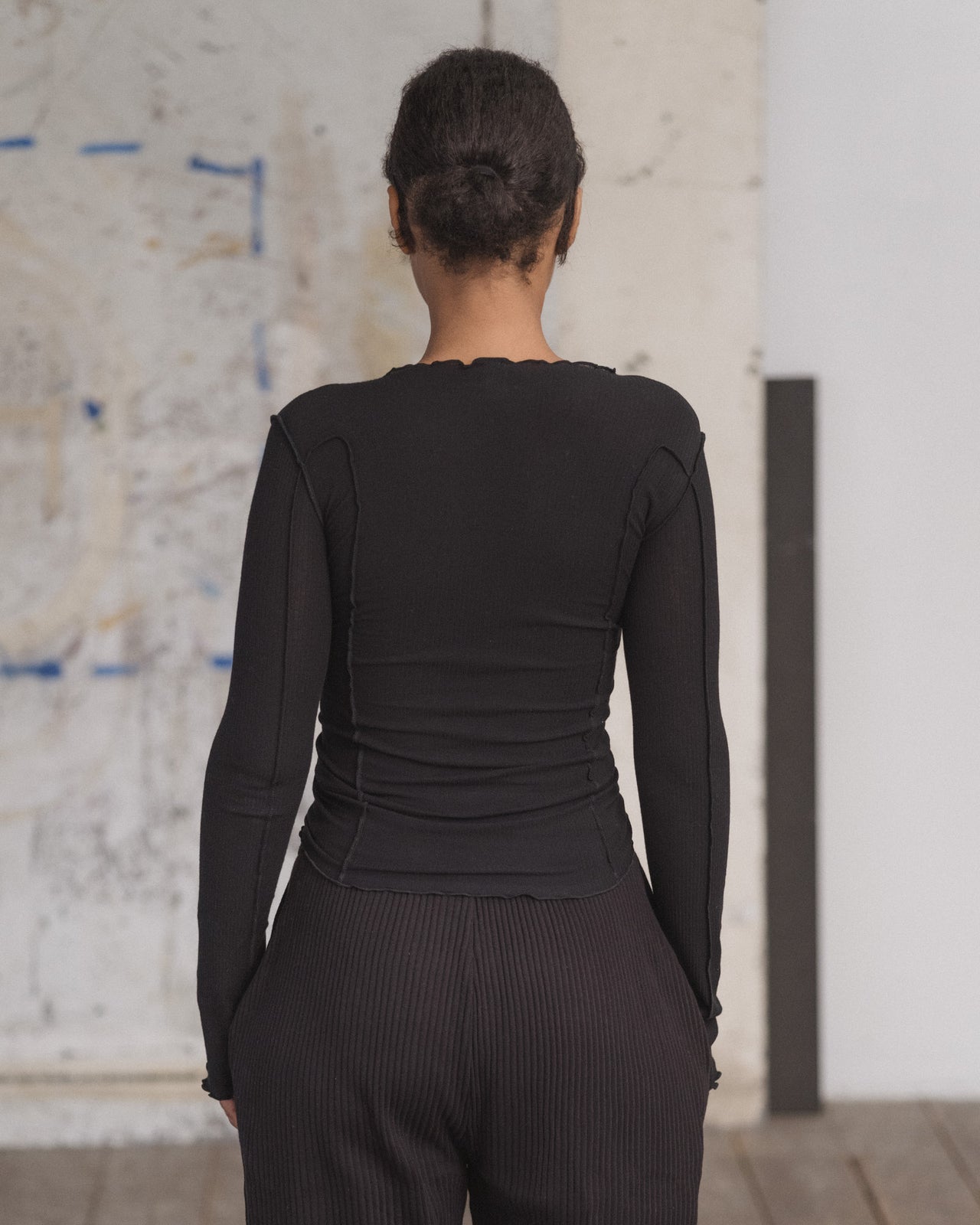 Omato Long Sleeve Tee - Organic Cotton Rib - Black