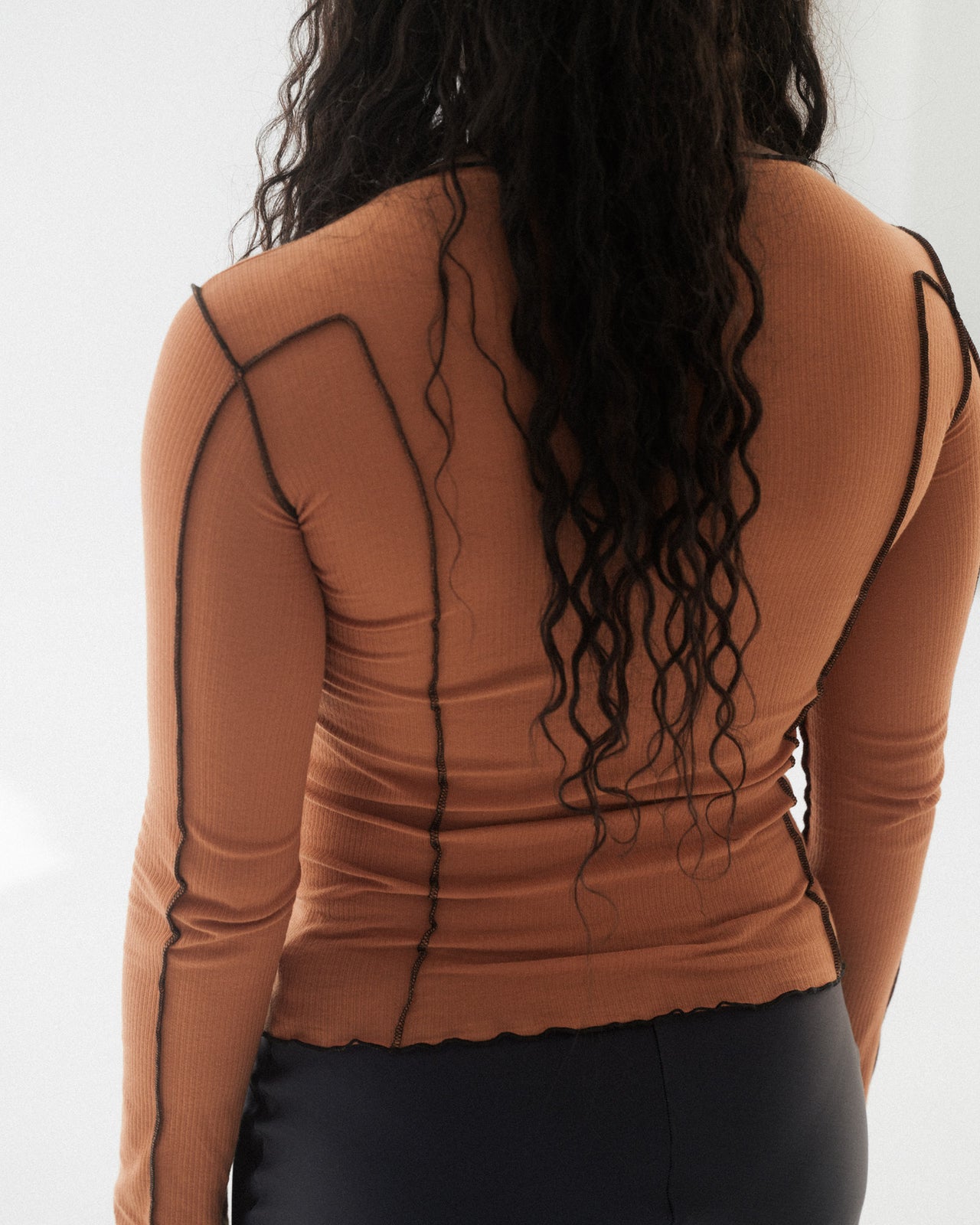 Omato Long Sleeve Tee - Organic Cotton Rib - Dre Orange / Black