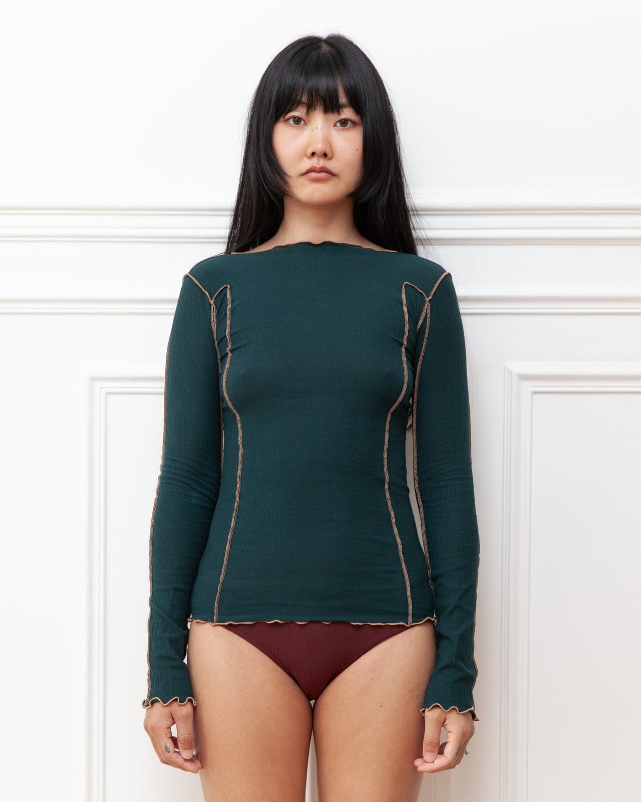 Omato Long Sleeve Tee - Organic Cotton Rib - Hirsu Green