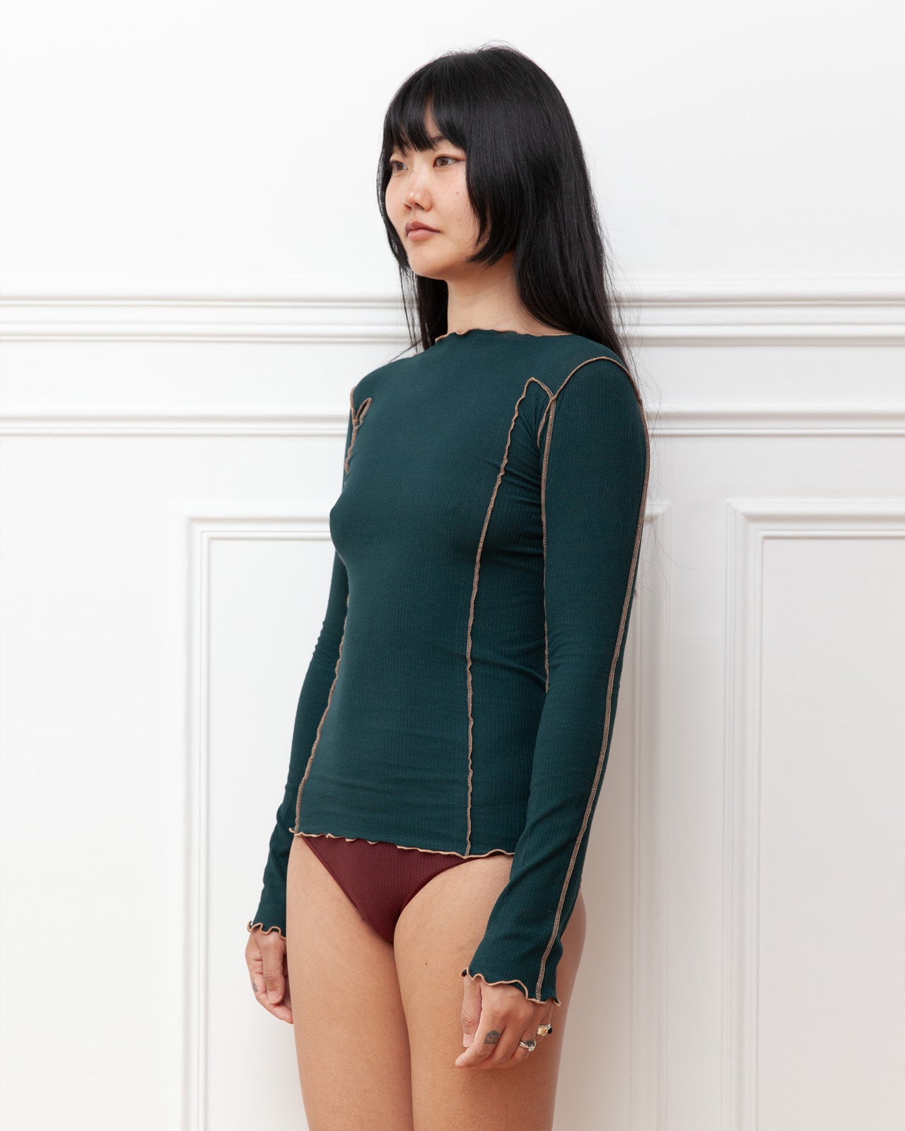 Omato Long Sleeve Tee - Organic Cotton Rib - Hirsu Green