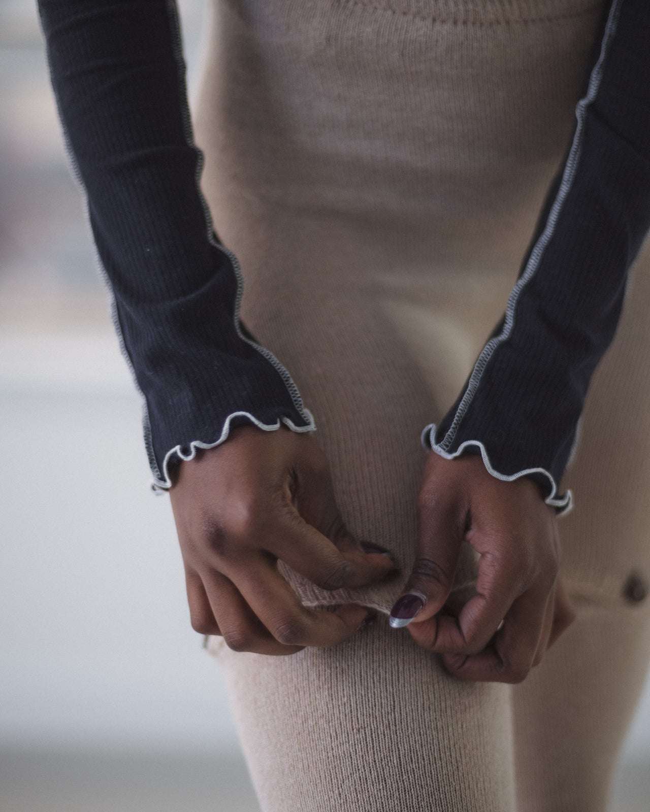 Omato Long Sleeve Tee - Organic Cotton Rib - Murano Navy / Undyed