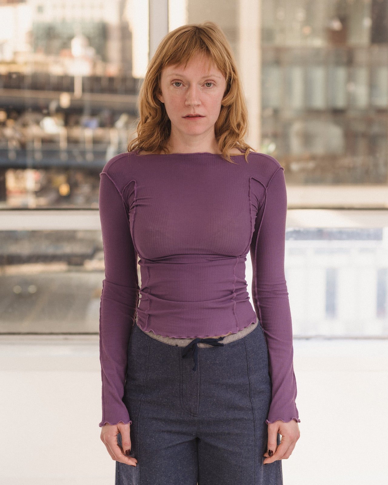 Omato Long Sleeve Tee - Organic Cotton Rib - Venet Purple