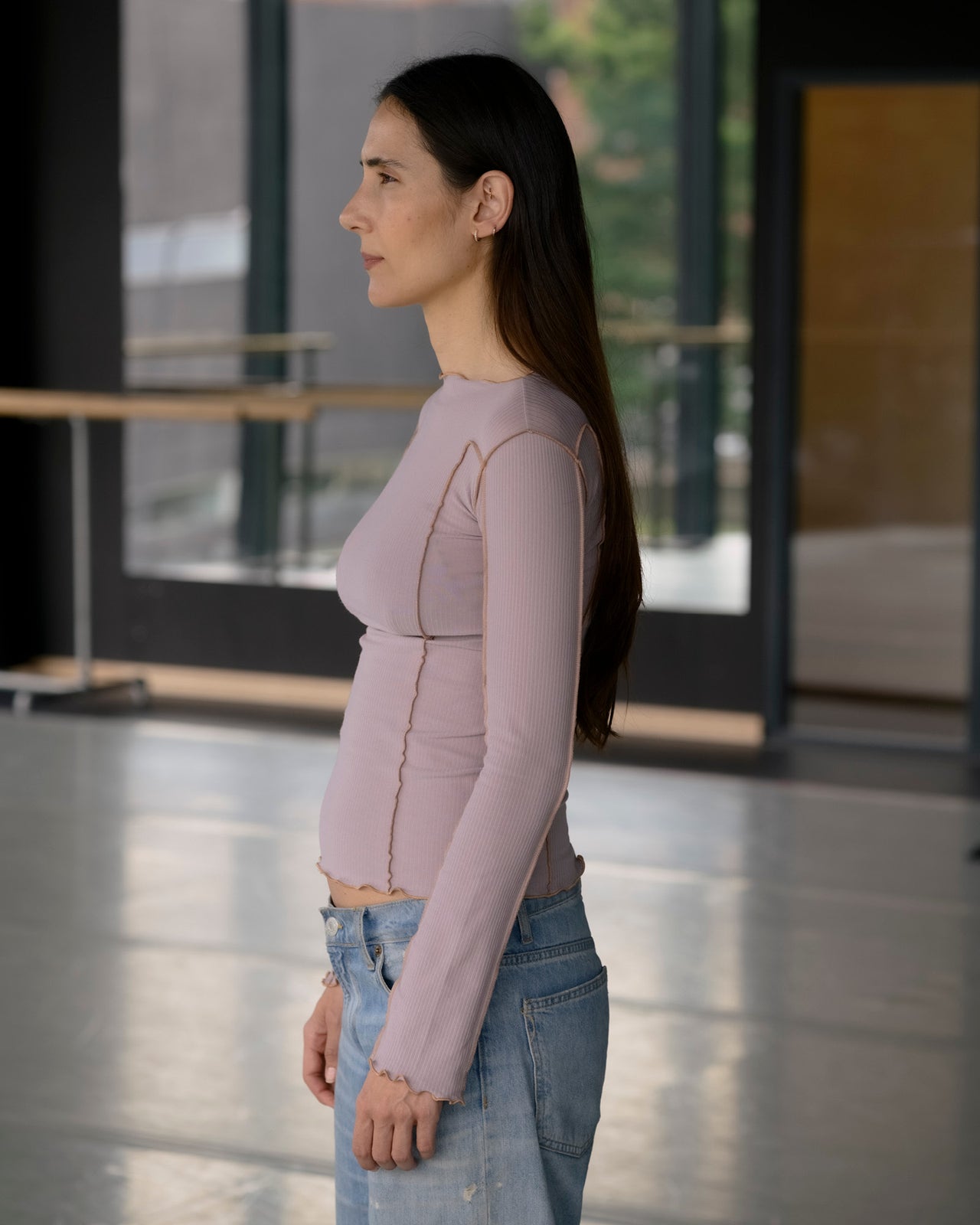 Omato Long Sleeve Tee - Organic Cotton Rib - Verbe Purple (Aural)