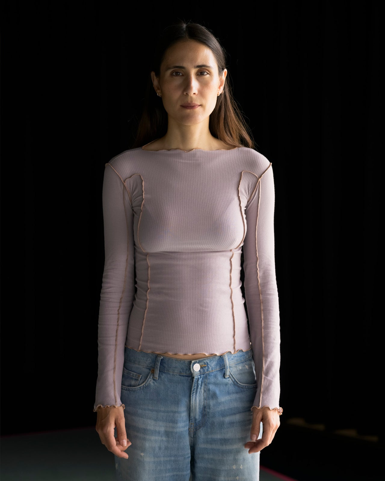 Omato Long Sleeve Tee - Organic Cotton Rib - Verbe Purple (Aural)