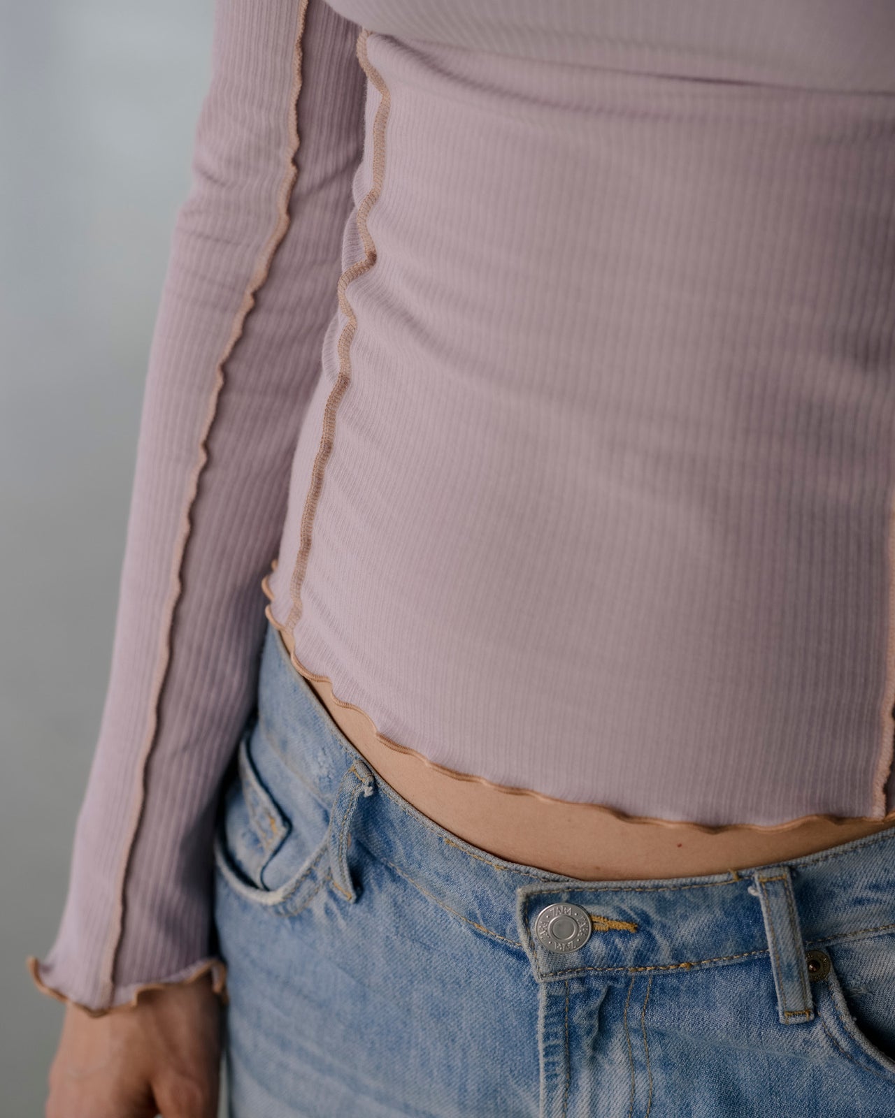 Omato Long Sleeve Tee - Organic Cotton Rib - Verbe Purple (Aural)