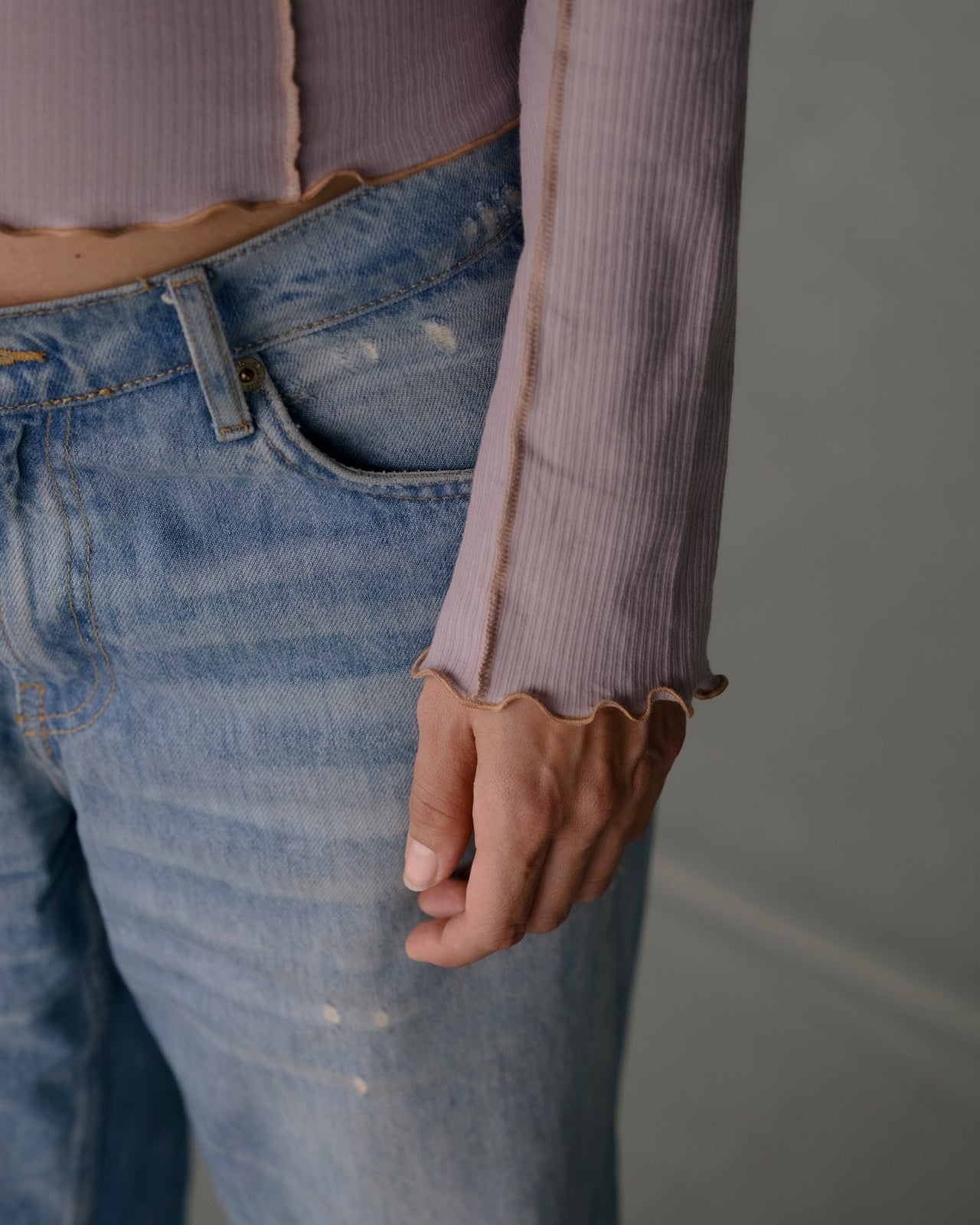 Omato Long Sleeve Tee - Organic Cotton Rib - Verbe Purple (Aural)