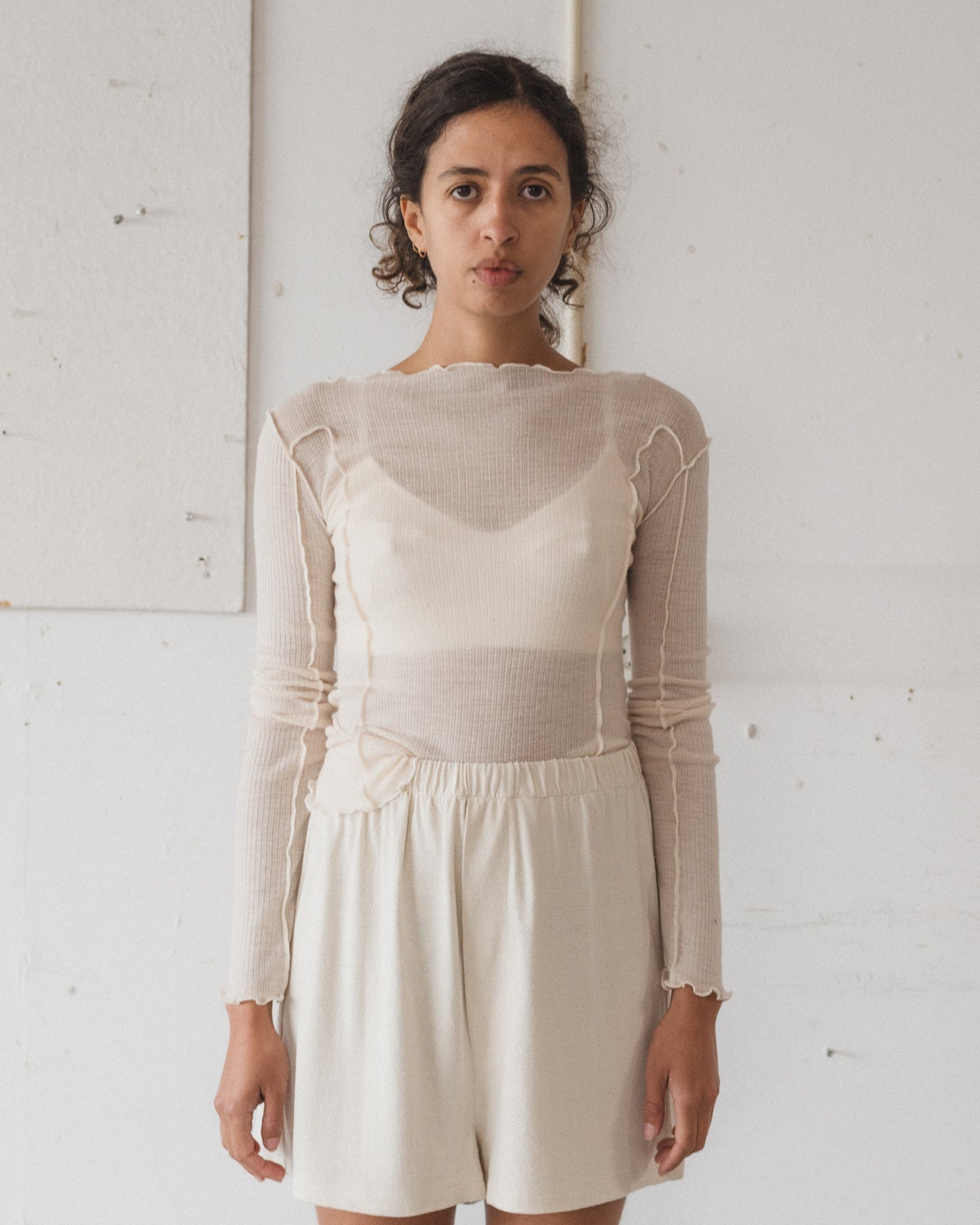 Omato Long Sleeve Tee - Fine Wool Rib - Undyed