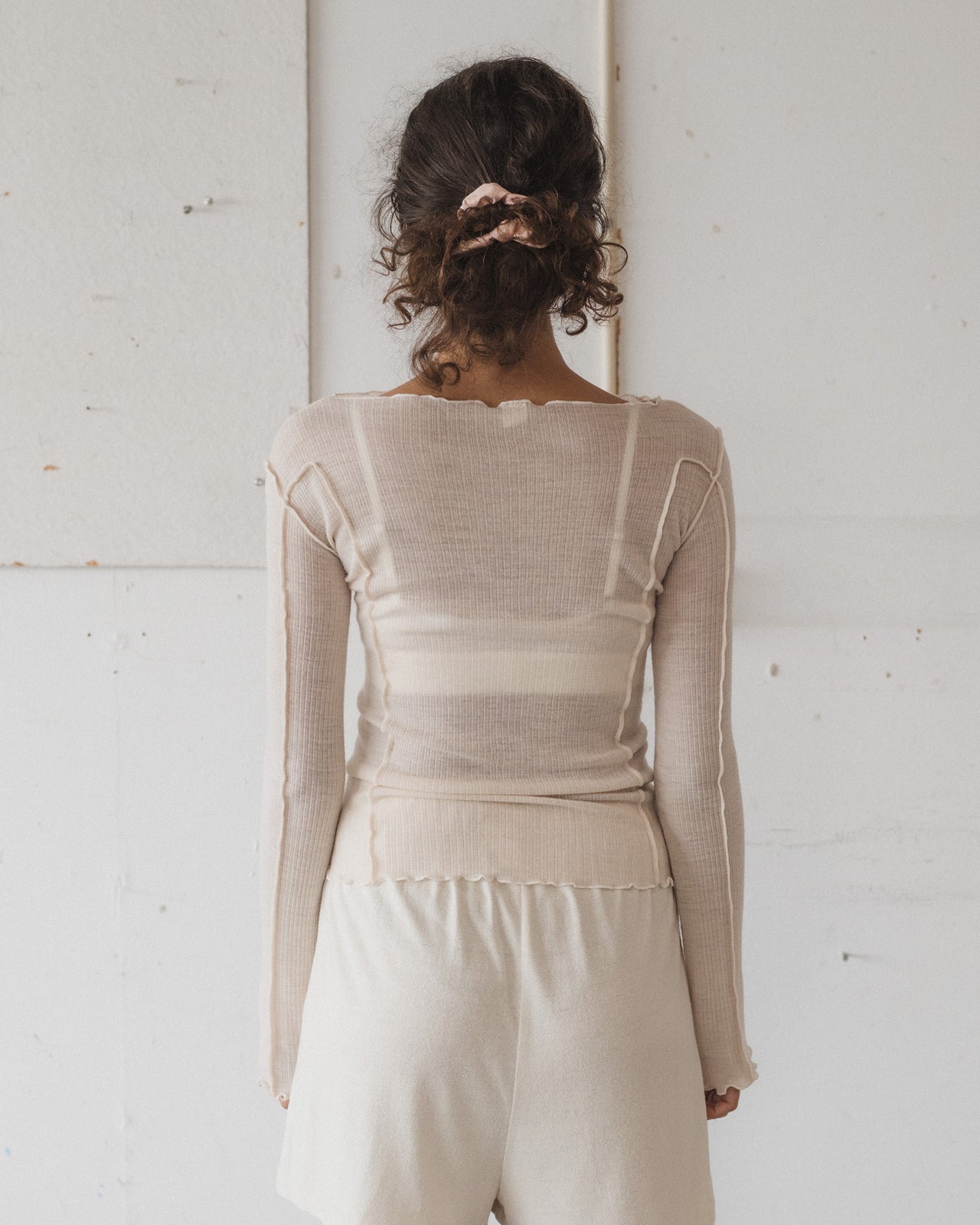 Omato Long Sleeve Tee - Fine Wool Rib - Undyed