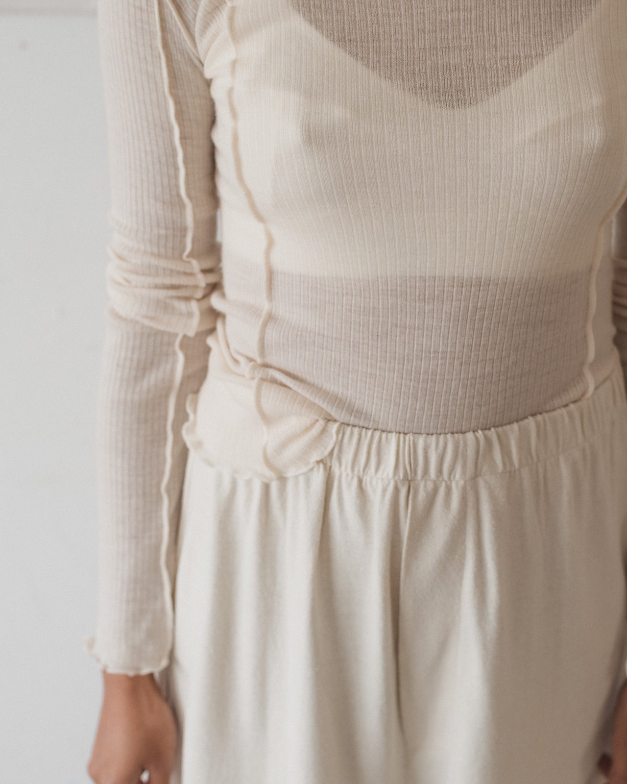 Omato Long Sleeve Tee - Fine Wool Rib - Undyed