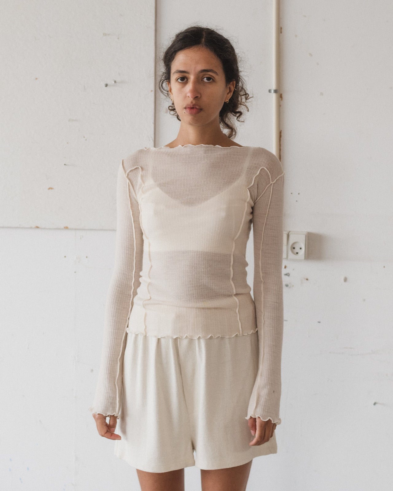 Omato Long Sleeve Tee - Fine Wool Rib - Undyed