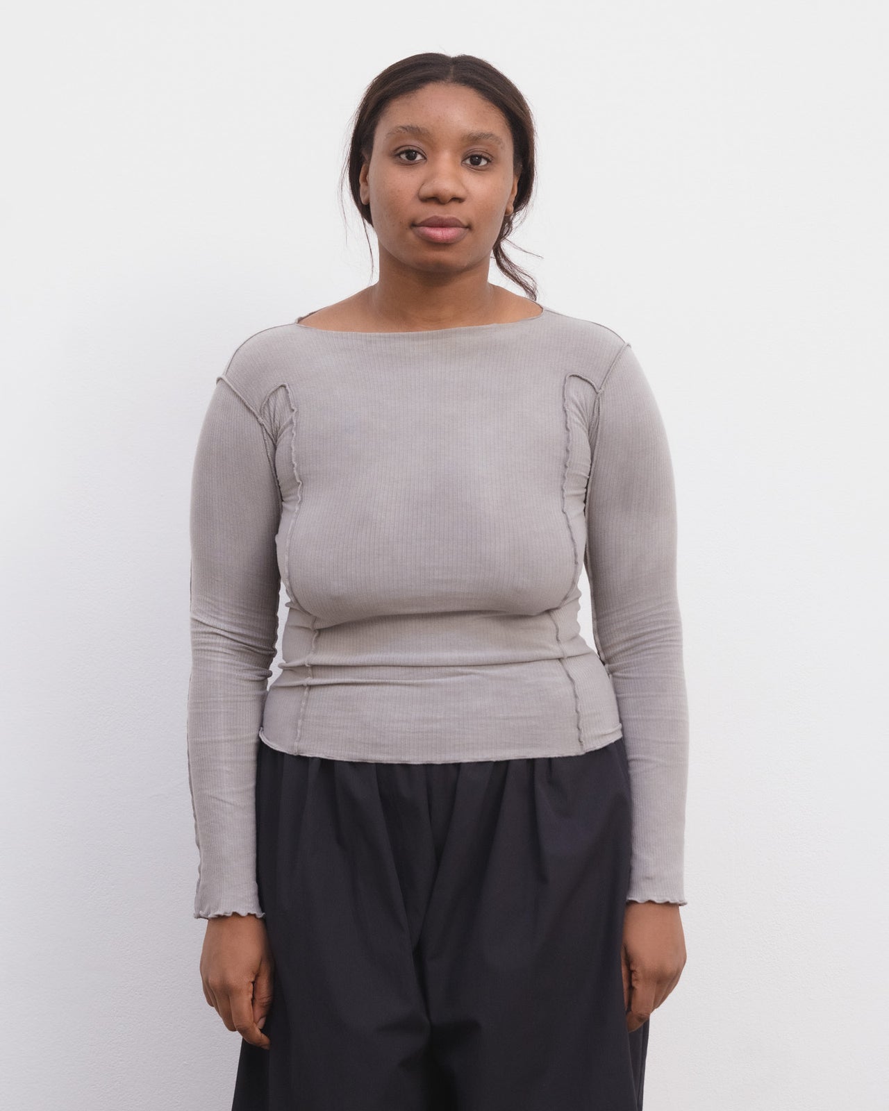 Omato Long Sleeve Tee - Organic Cotton Rib - Elie Grey
