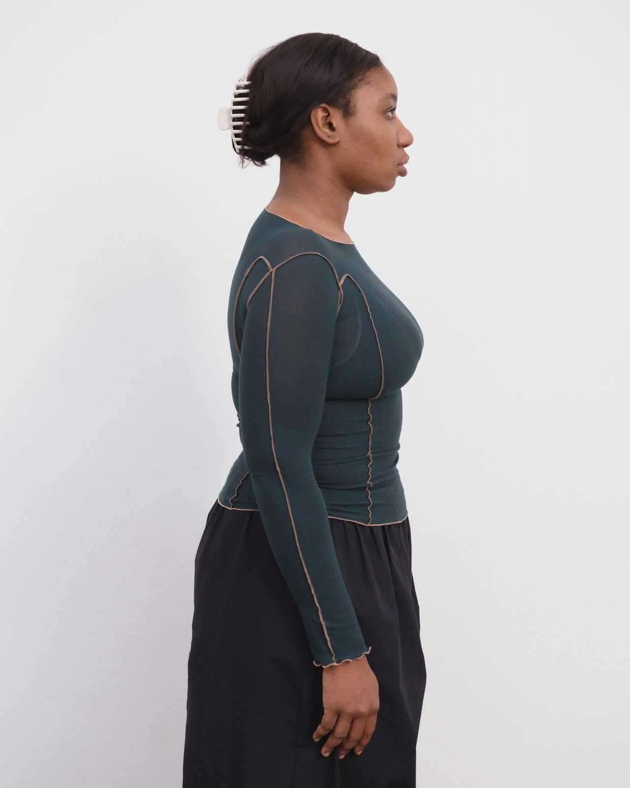 Omato Long Sleeve Tee - Organic Cotton Rib - Hirsu Green
