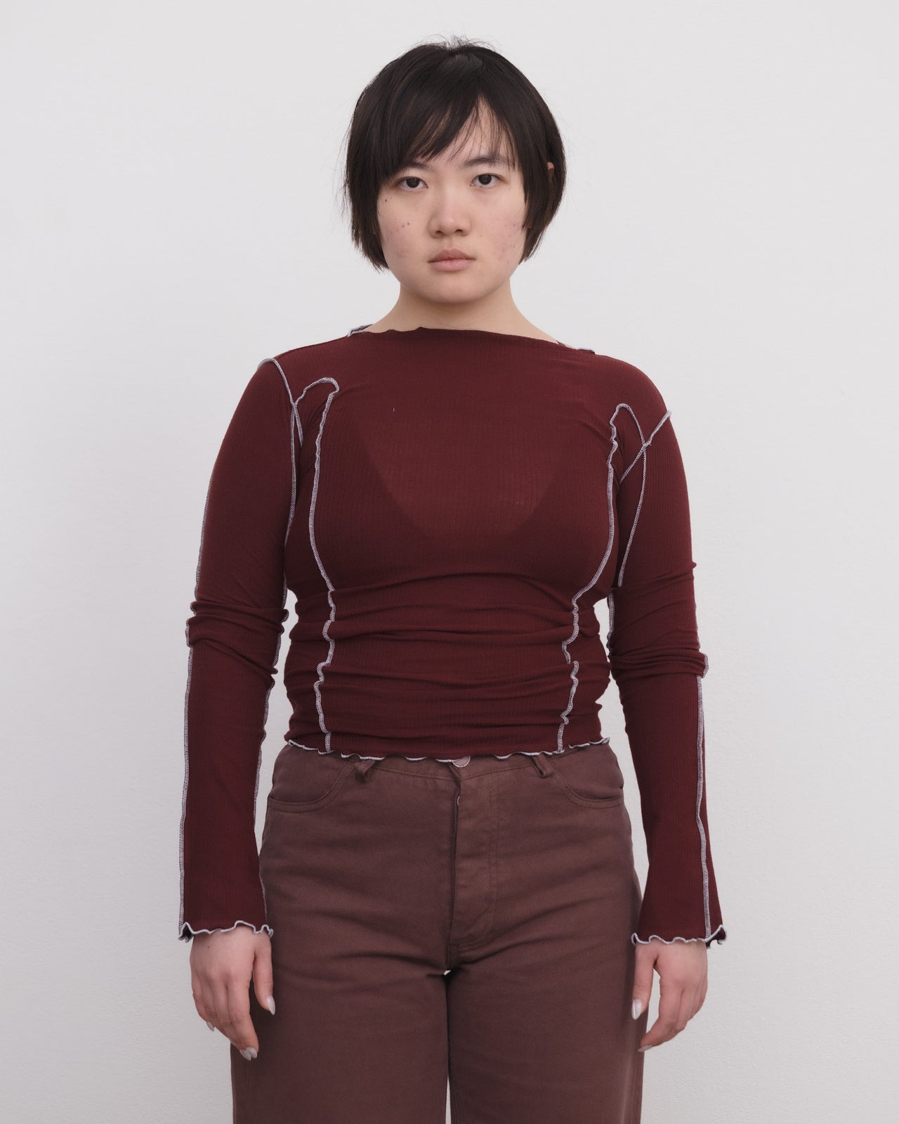 Omato Long Sleeve Tee - Organic Cotton Rib - Nara Red