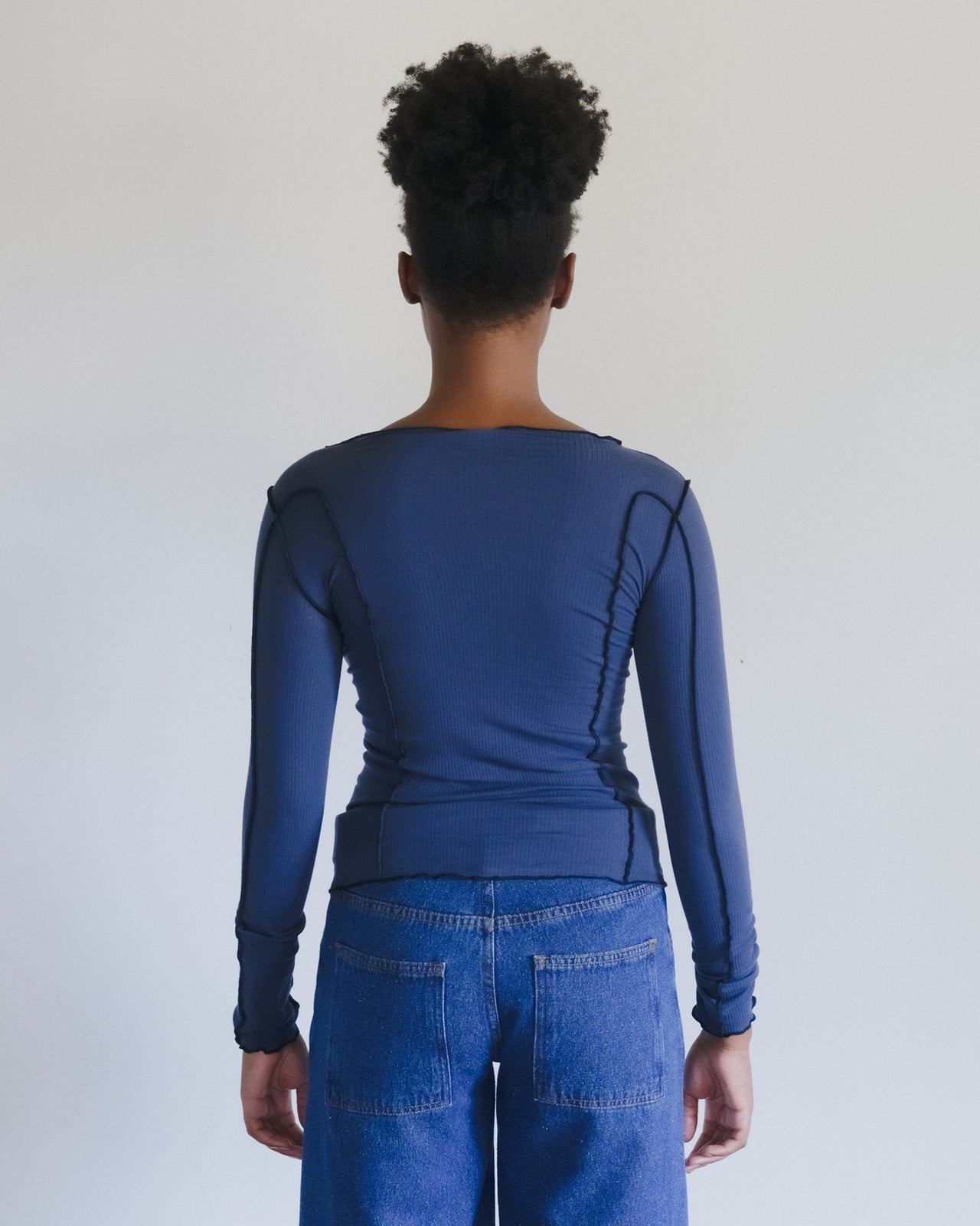 Omato Long Sleeve Tee - Organic Cotton Rib - Preston Blue