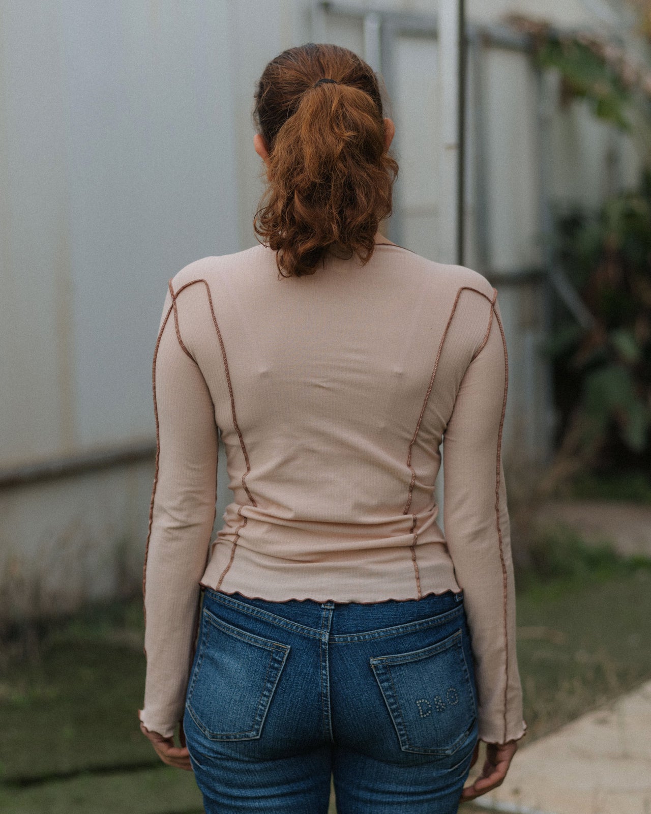 Omato Long Sleeve Tee - Organic Cotton Rib - Tin Beige / Ocular