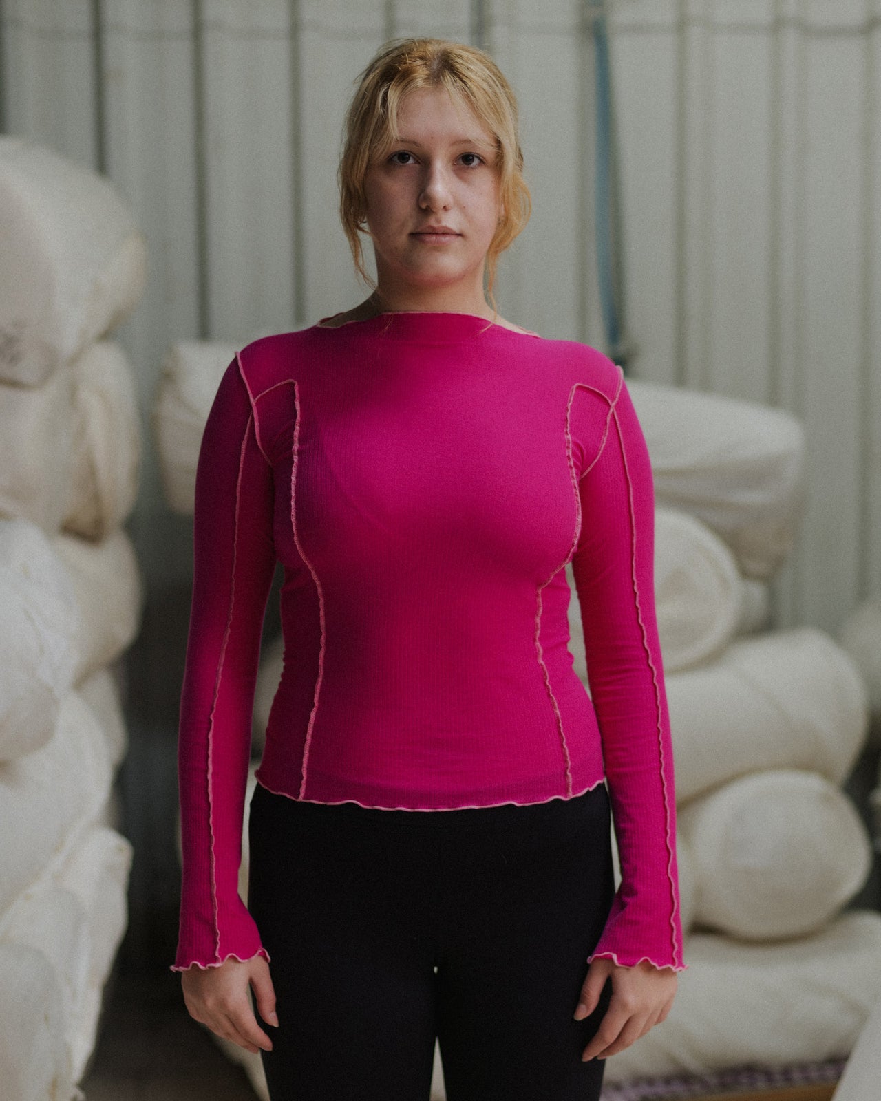 Omato Long Sleeve Tee - Organic Cotton Rib - York Pink (Pink)