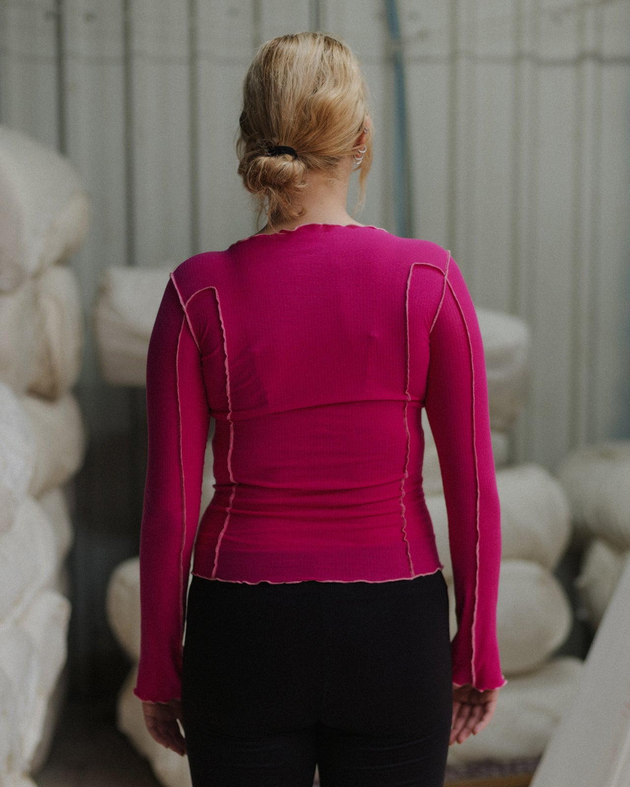 Omato Long Sleeve Tee - Organic Cotton Rib - York Pink (Pink)