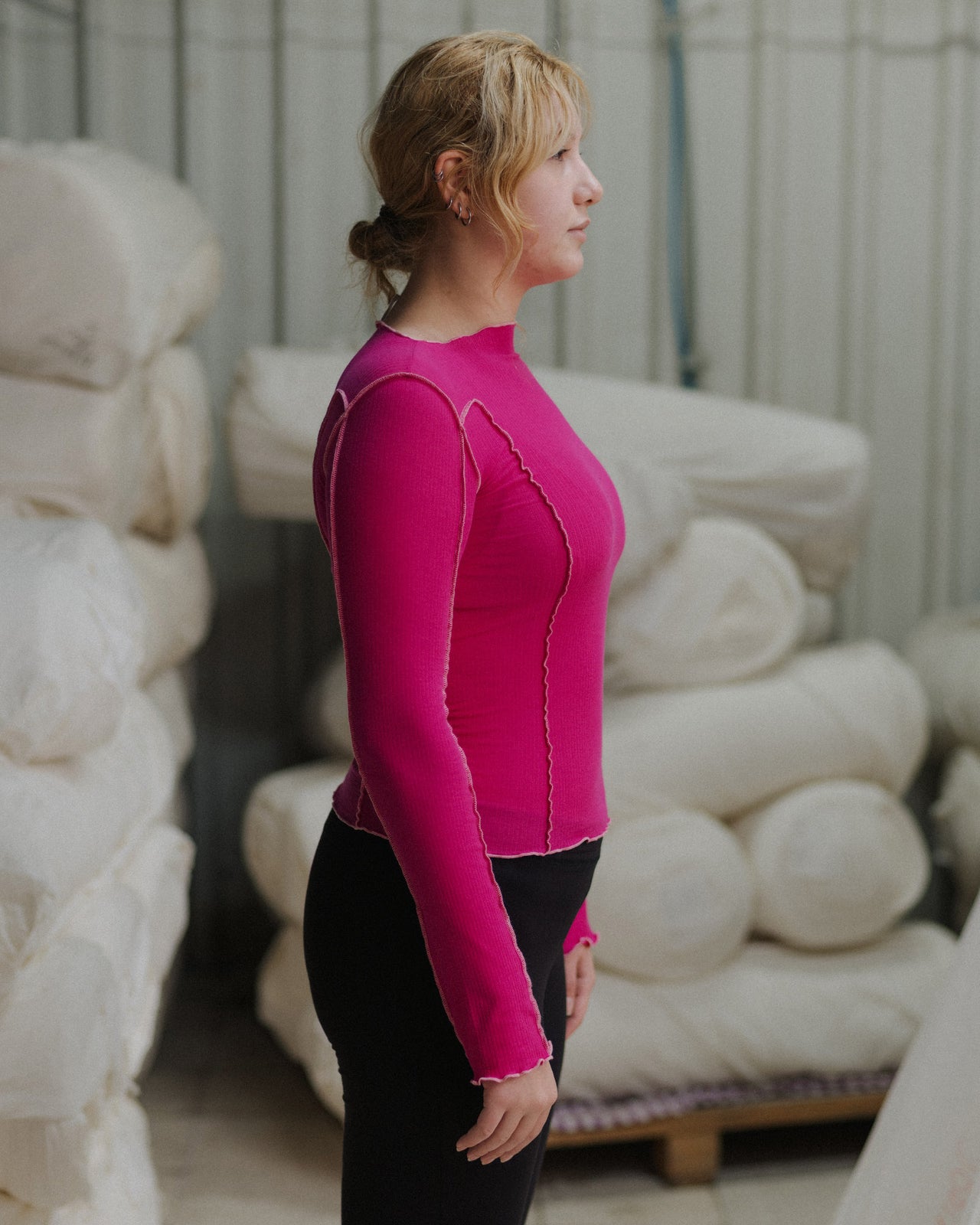 Omato Long Sleeve Tee - Organic Cotton Rib - York Pink (Pink)