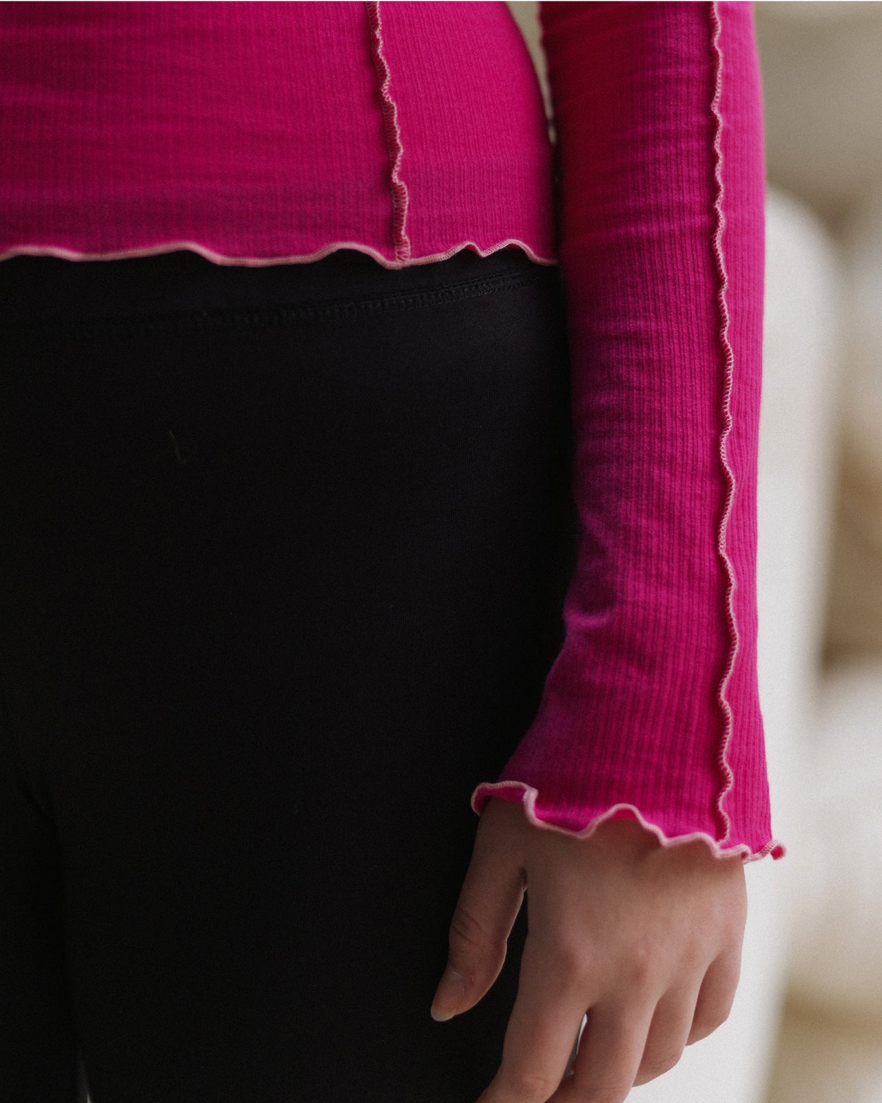 Omato Long Sleeve Tee - Organic Cotton Rib - York Pink (Pink)