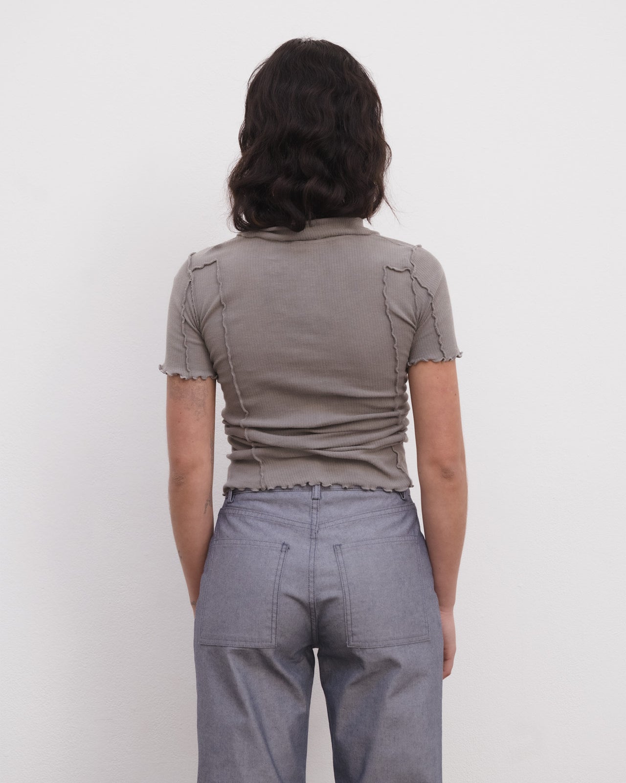 Omato Polo Tee Shirt - Organic Cotton Rib - Elie Grey