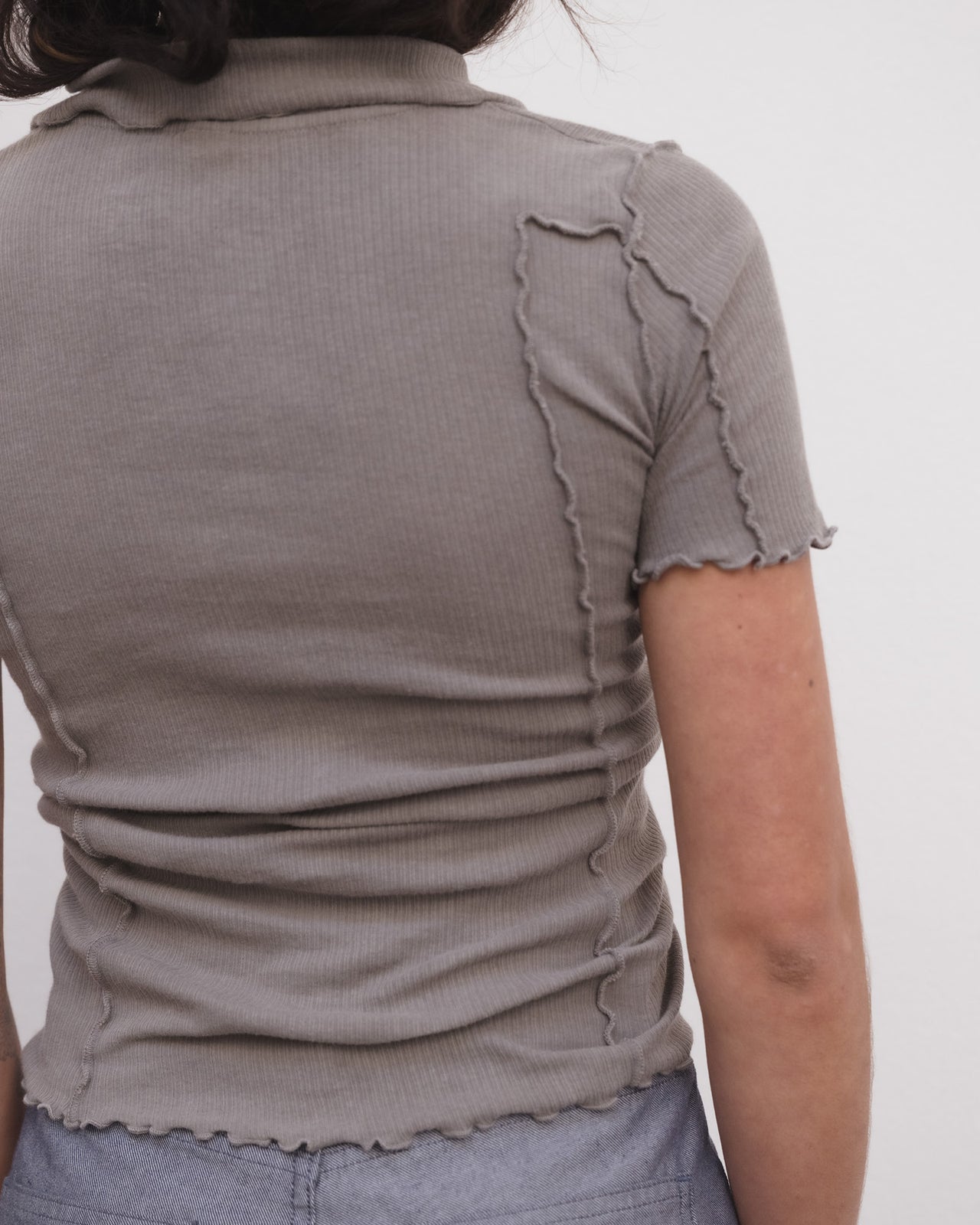 Omato Polo Tee Shirt - Organic Cotton Rib - Elie Grey