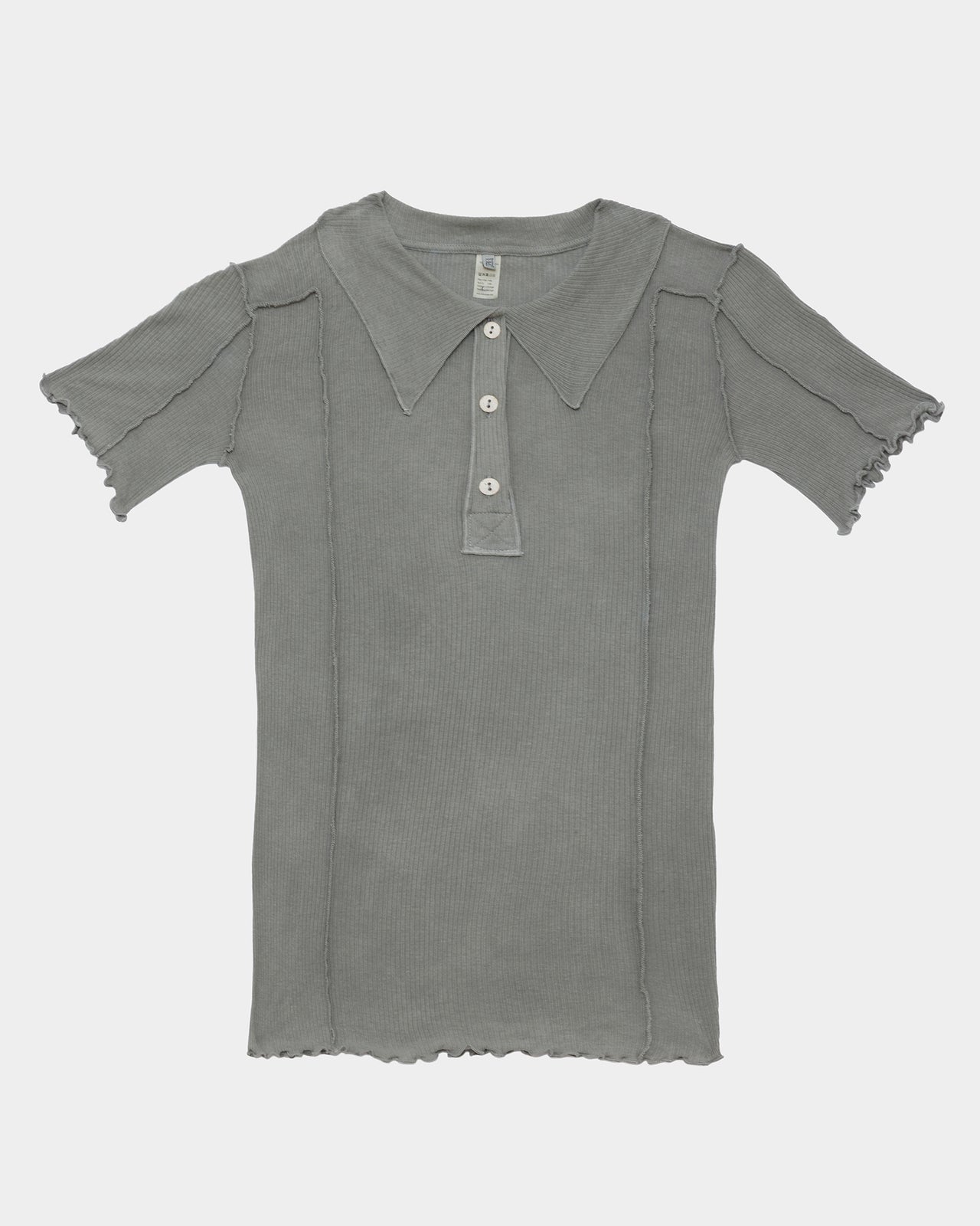 Omato Polo Tee Shirt - Organic Cotton Rib - Elie Grey