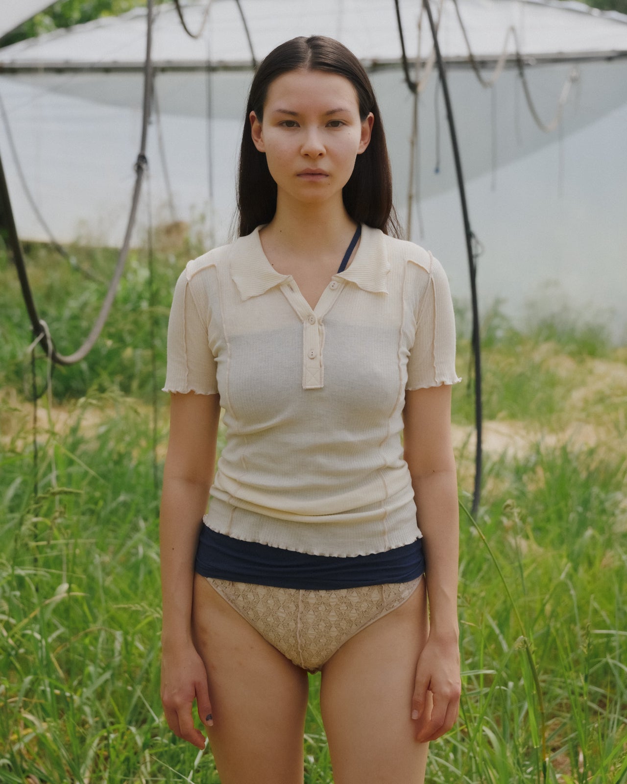 Omato Polo Tee Shirt - Organic Cotton Rib - Off White