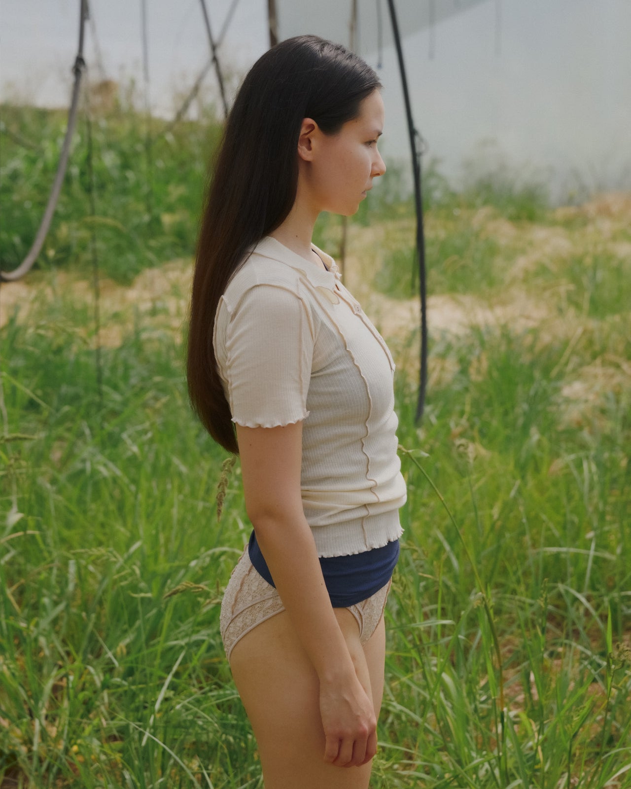 Omato Polo Tee Shirt - Organic Cotton Rib - Off White