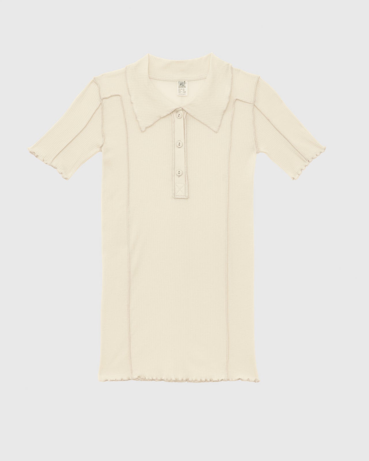 Omato Polo Tee Shirt - Organic Cotton Rib - Off White