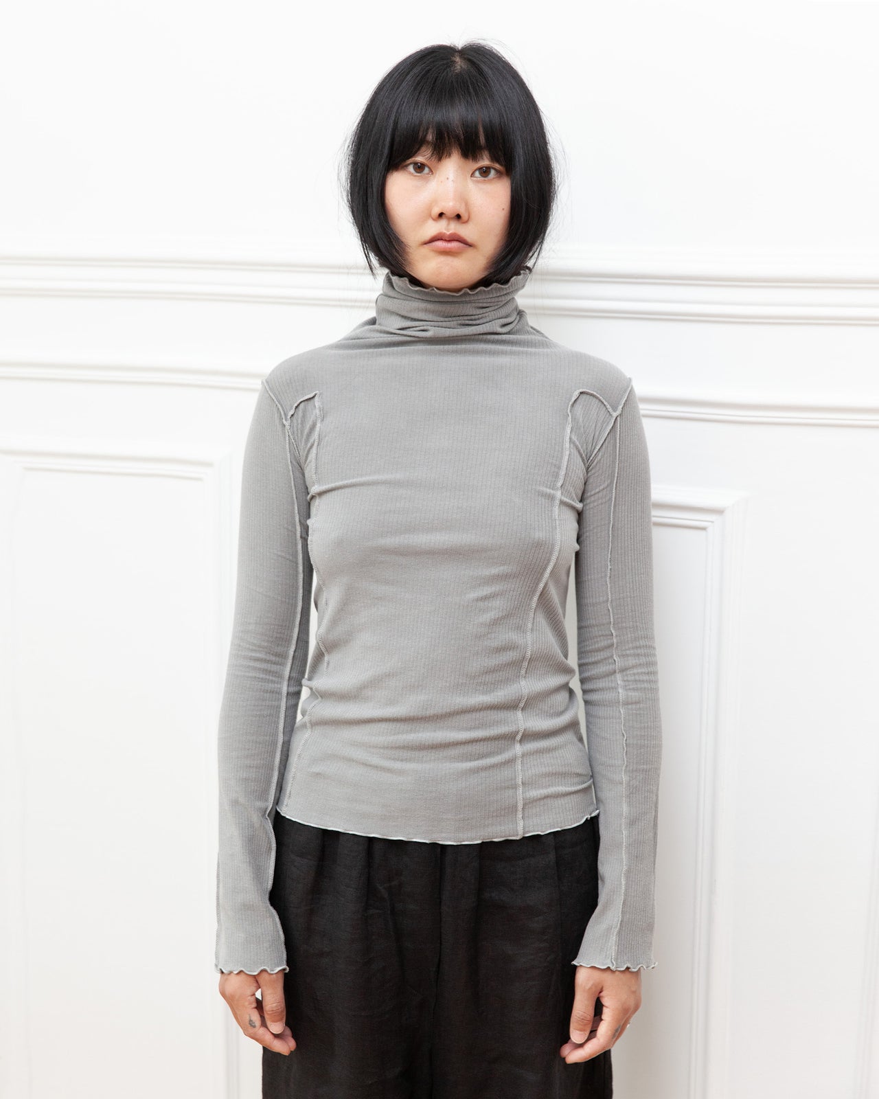 Omato Turtleneck - Organic Cotton Rib - Elie Grey