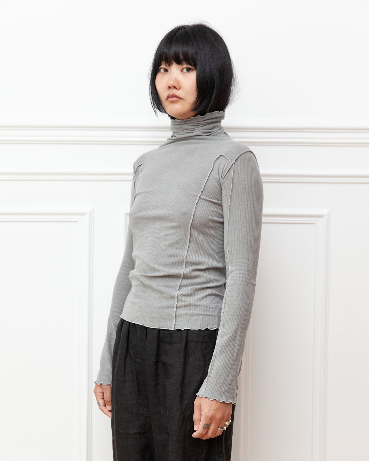Omato Turtleneck - Organic Cotton Rib - Elie Grey