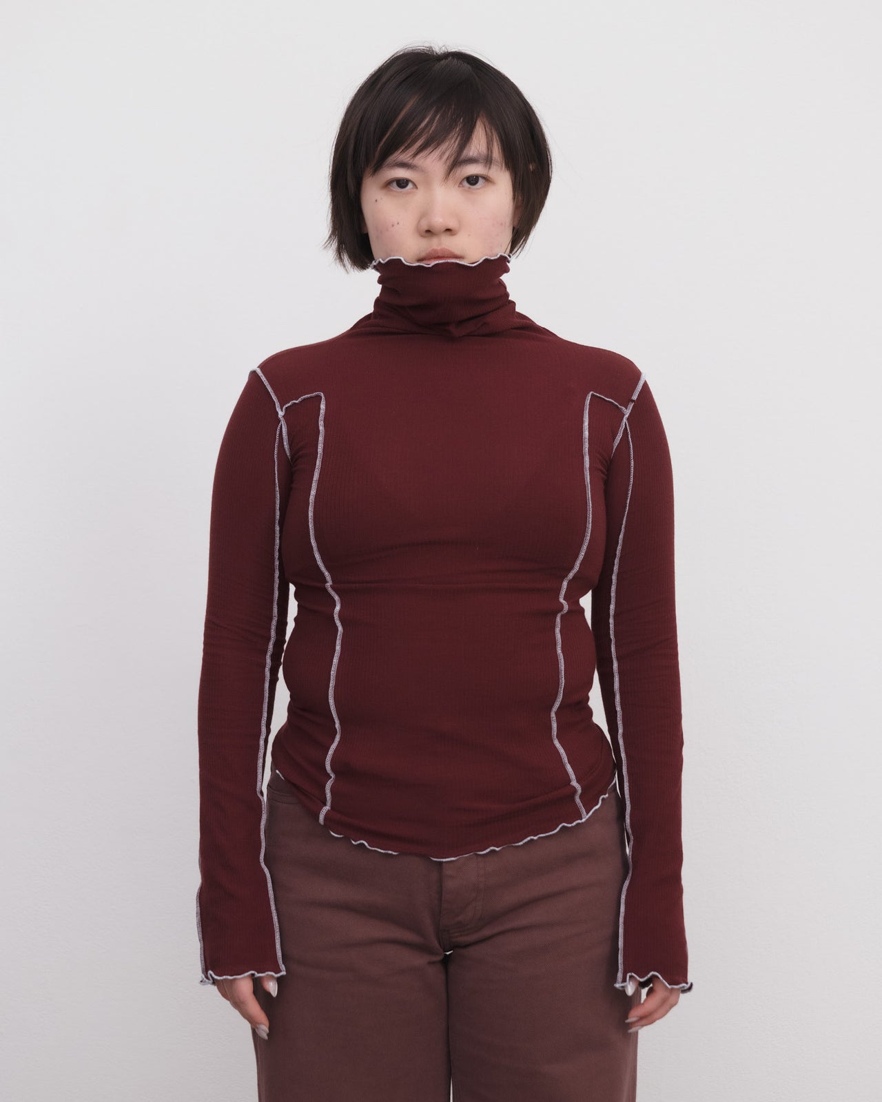 Omato Turtleneck - Organic Cotton Rib - Nara Red